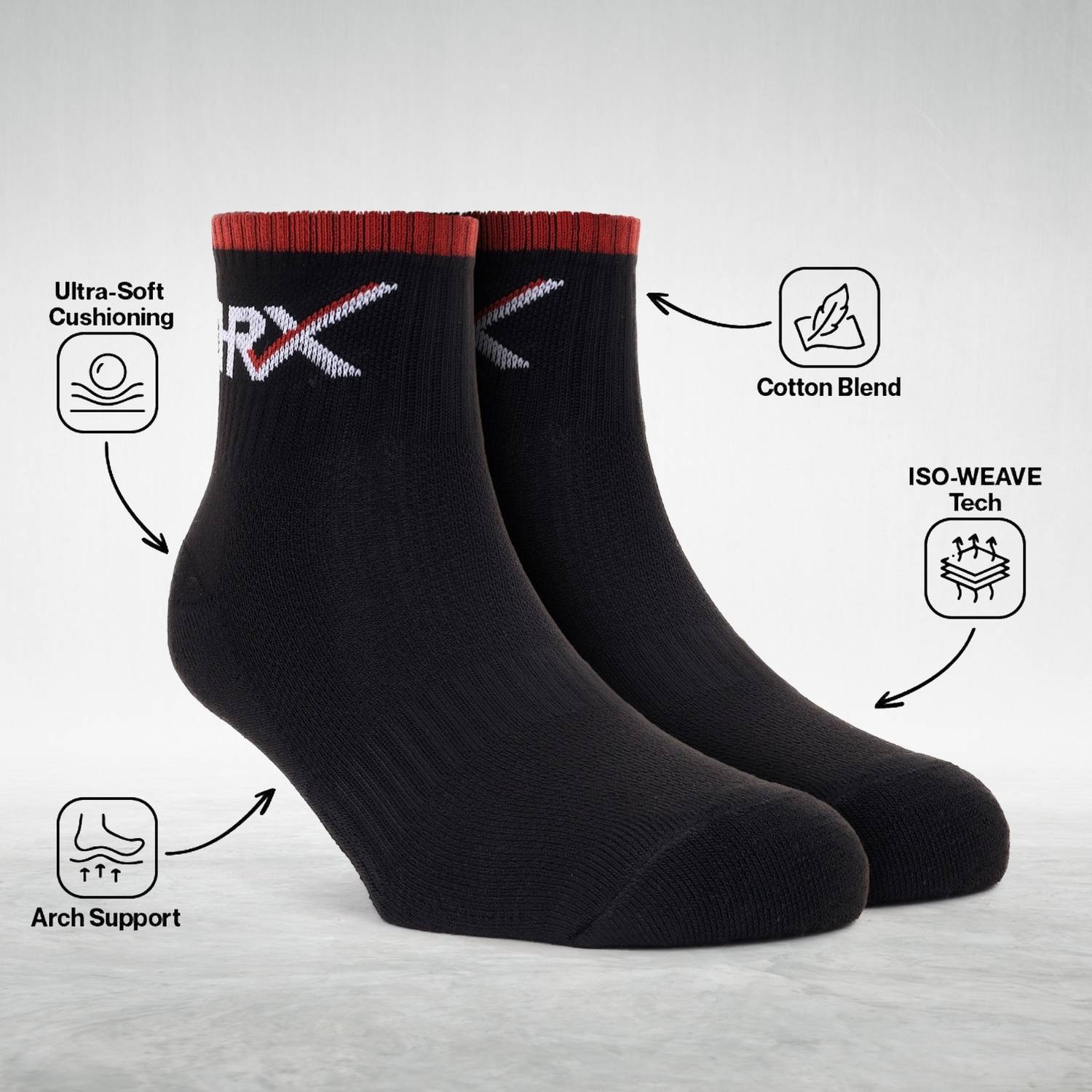 HRX Men Solid Ankle Length Socks (Pack of 3) - Image 3