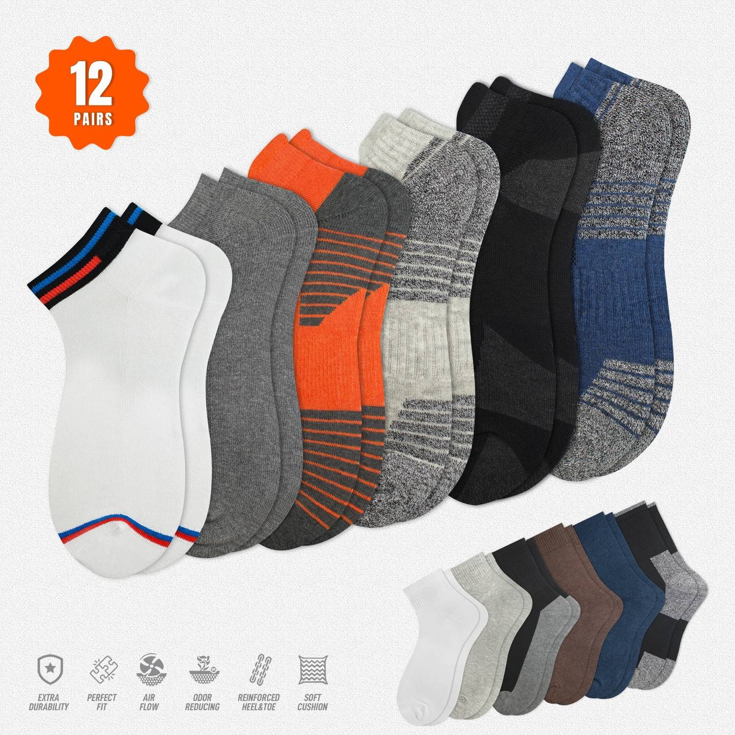 MXSOX Men Striped Ankle Length Socks Pack of 12 - Image 3