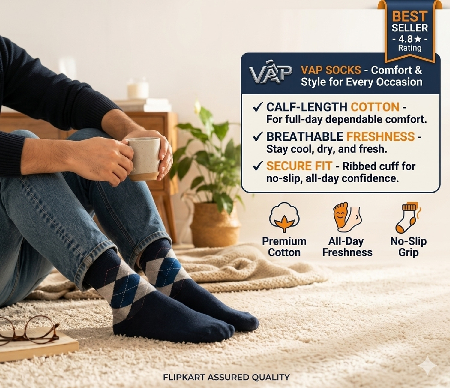 Image of VAPINDIA Men Mid-Calf /Crew