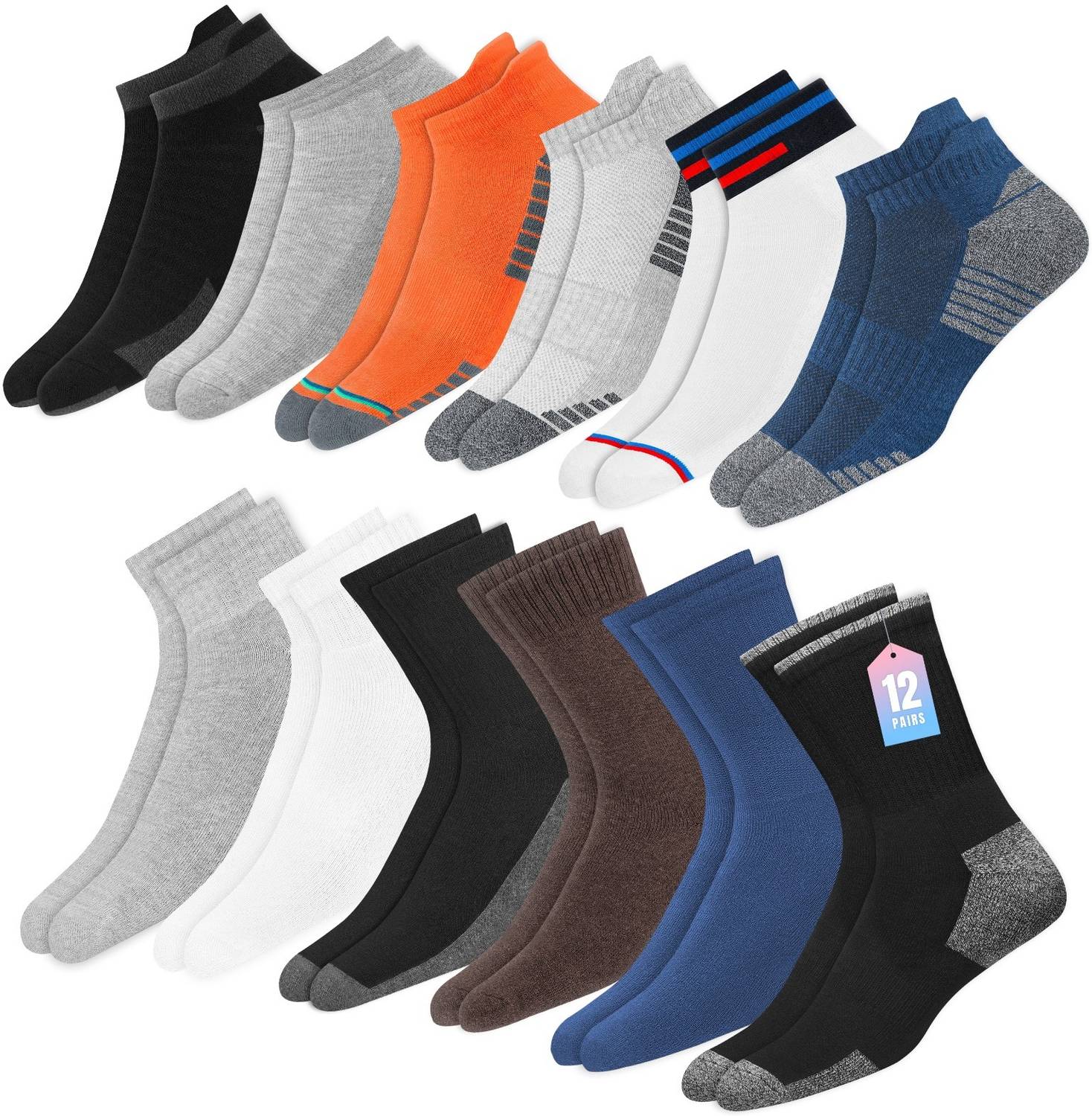MXSOX Men Striped Ankle Length Socks Pack of 12 - Image 2
