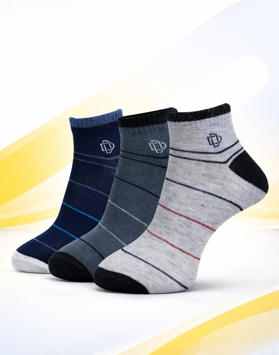 Dollar Men Striped Ankle Length Socks Pack of 3 - Image 2