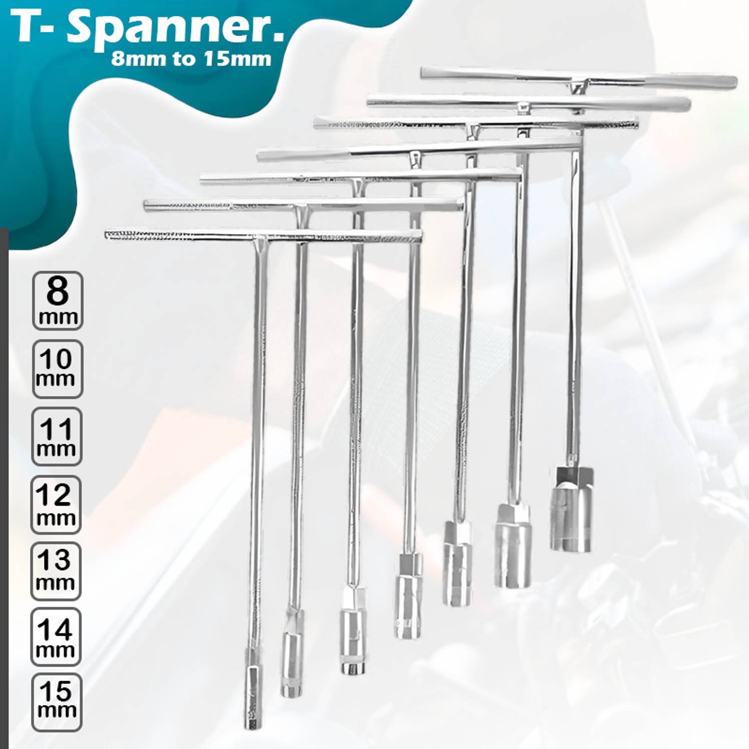 ARQEST STEEL HANDLE T SPANNER 8MM, 10MM. 11MM. 12MM. 13MM. 14MM. 15MM. A_a7 Socket Set
