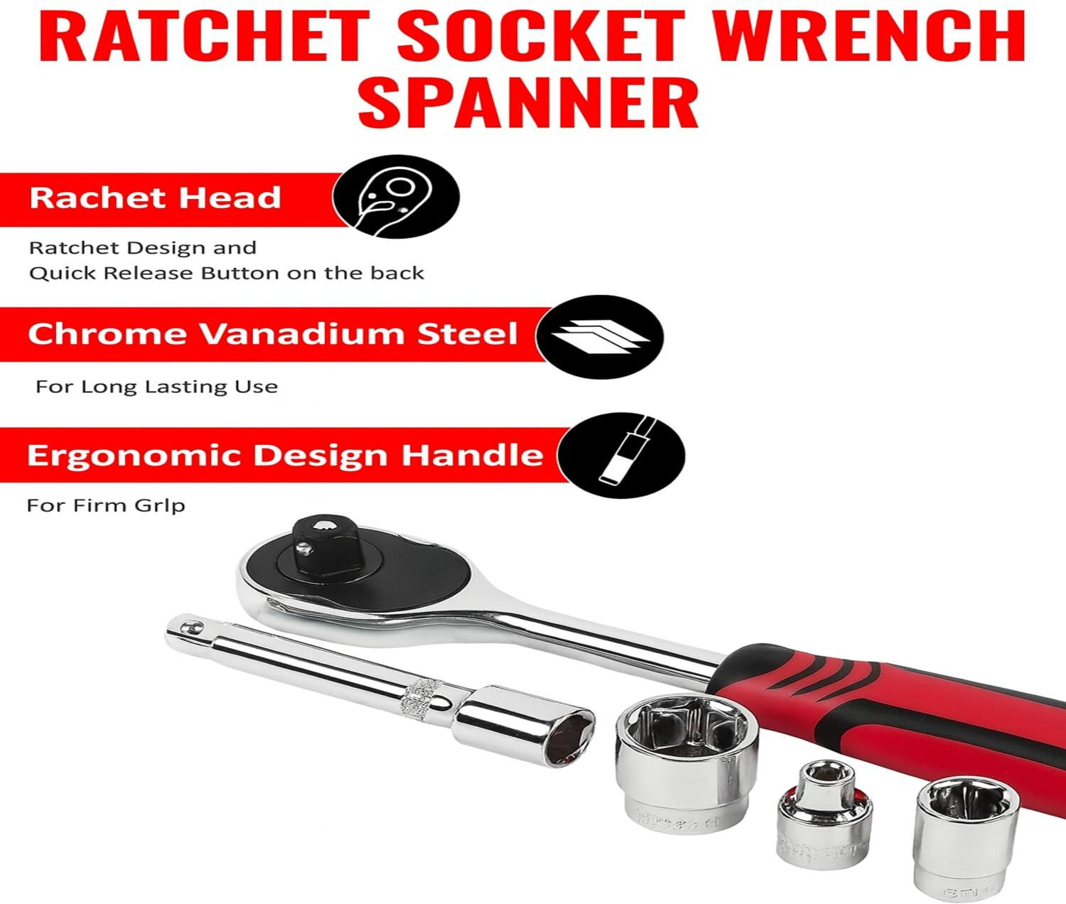 Image of Spartan 1 /2 inch 12 in 1 Heavy Duty Chrome Vanadium Combinational Ratchet Auto Repair & DIY Socket Set
