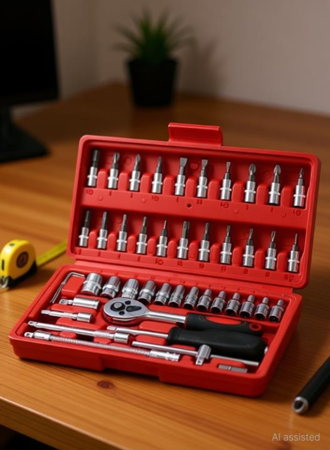 Image of romj Socket Tool Set 46 in 1 Bit Socket Wrench Tool Kit Set Goti Tools Set Ratchet Socket Set