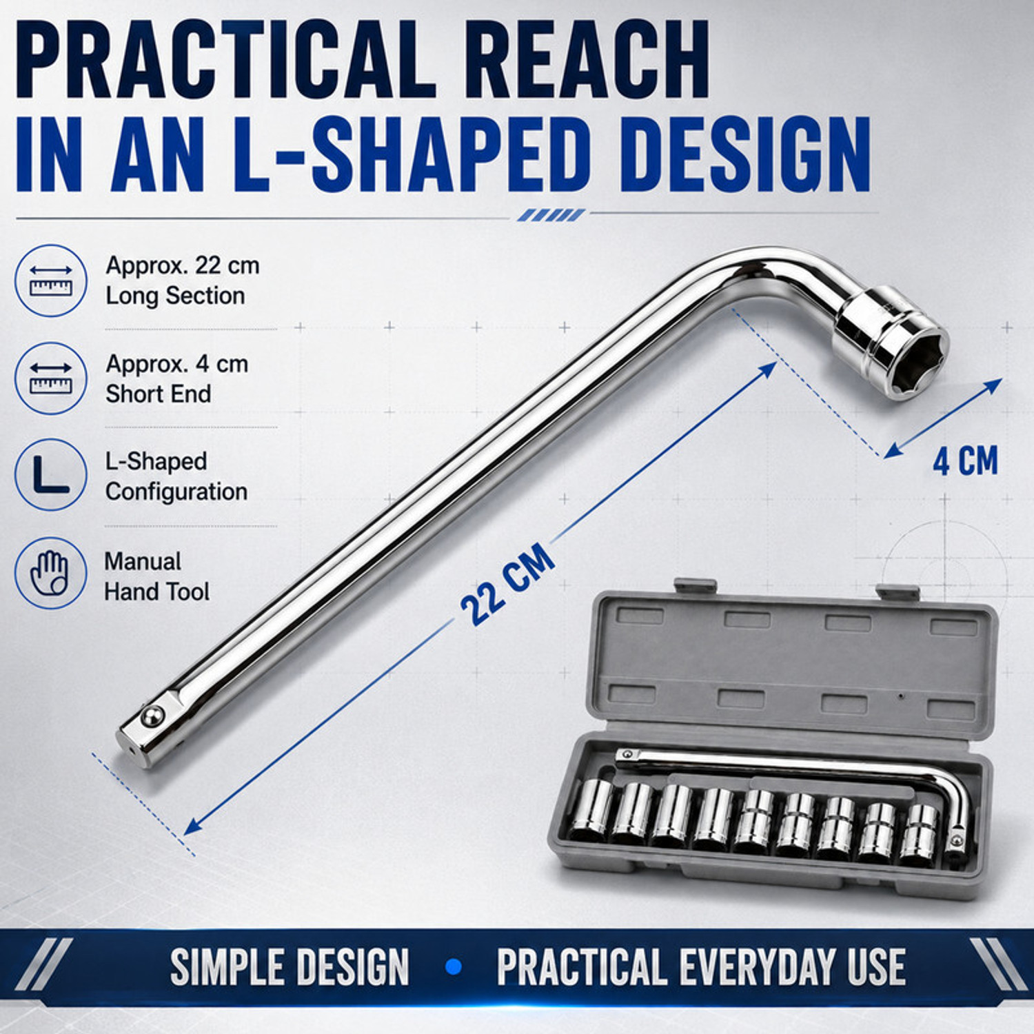 Image of ZYRIAN Multipurpose 9 Socket Wrench Set with L Handle for Garage and Maintenance Tasks Socket Set (Pack of 1)