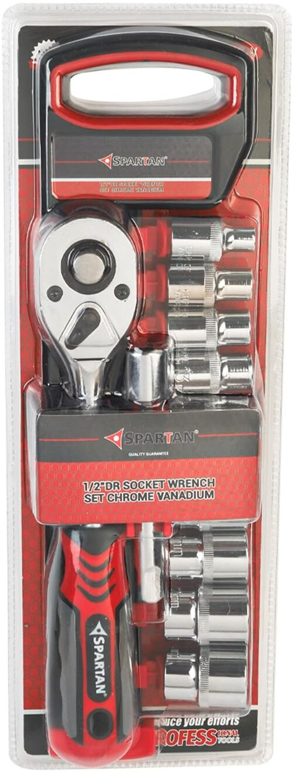 Image of Spartan 1 /2 inch 12 in 1 Heavy Duty Chrome Vanadium Combinational Ratchet Auto Repair & DIY Socket Set