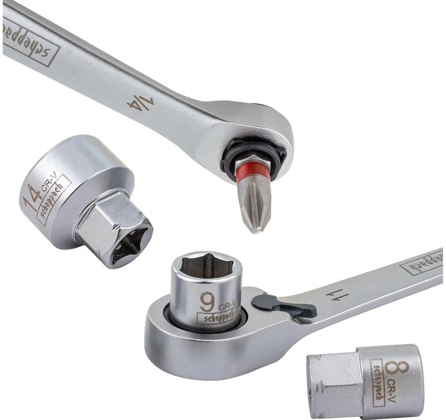 Image of scheppach Socket & Bit Tool Set 1 /4 inch Drive with Ratchet Wrench | Screwdriver Bit Kit Socket Set