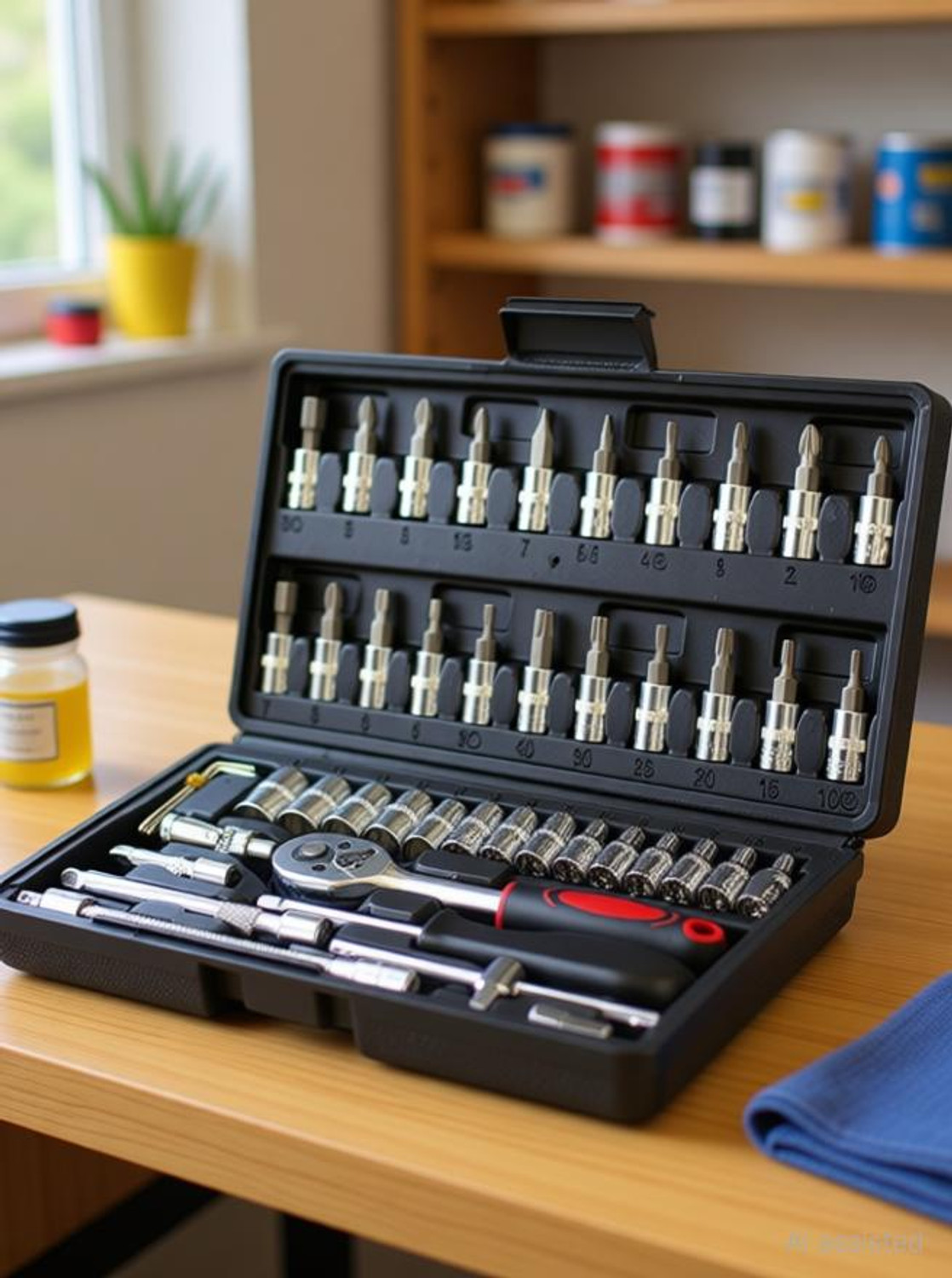 Image of KHANSAHEB 46 In 1 Pcs Tool Kit & Screwdriver and Socket Set,Hand Tool Kit Socket Set