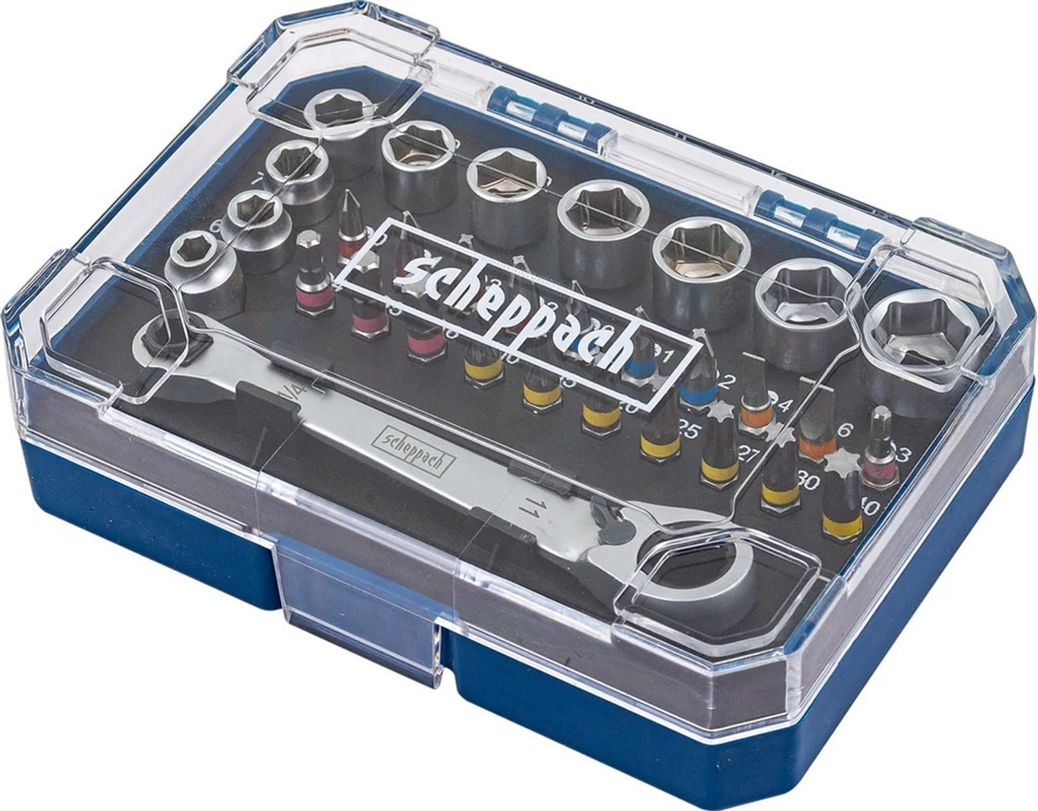 Image of scheppach Socket & Bit Tool Set 1 /4 inch Drive with Ratchet Wrench | Screwdriver Bit Kit Socket Set