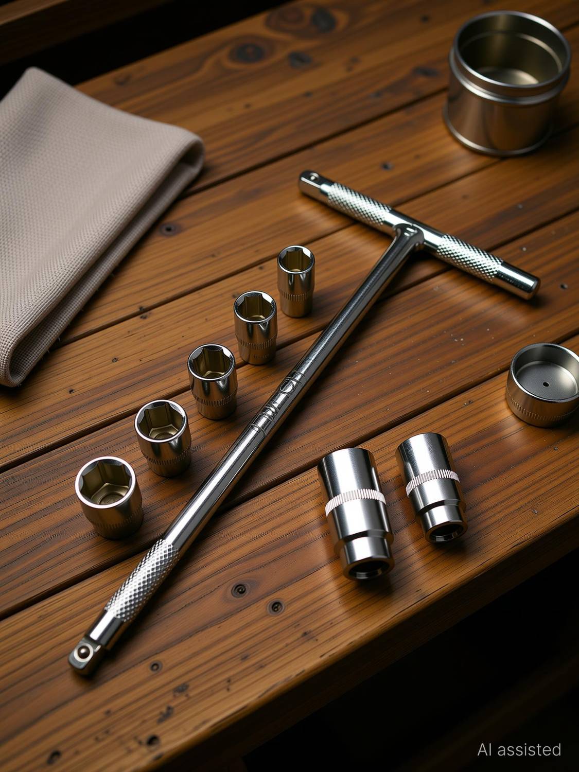 4MECH T Handle Socket Spanner With 1/4 Drive, 8mm, 9mm, 10mm 11mm And 12mm Hex Sockets Socket Set