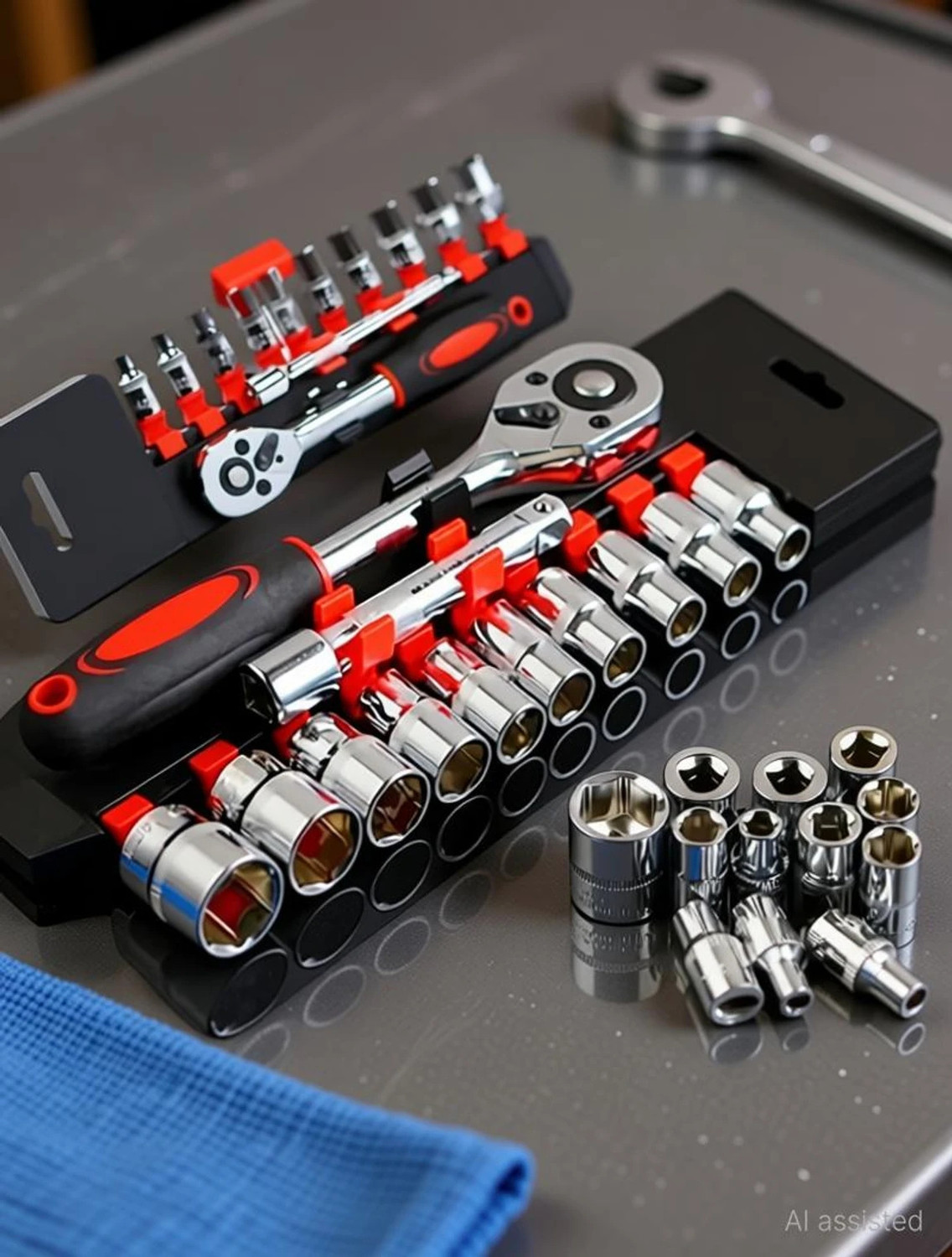 Image of Smuti 12 in 1 ratchet 1 /4 inch hexagon socket 12pc set chrome vanadium steel ratchet Socket Set