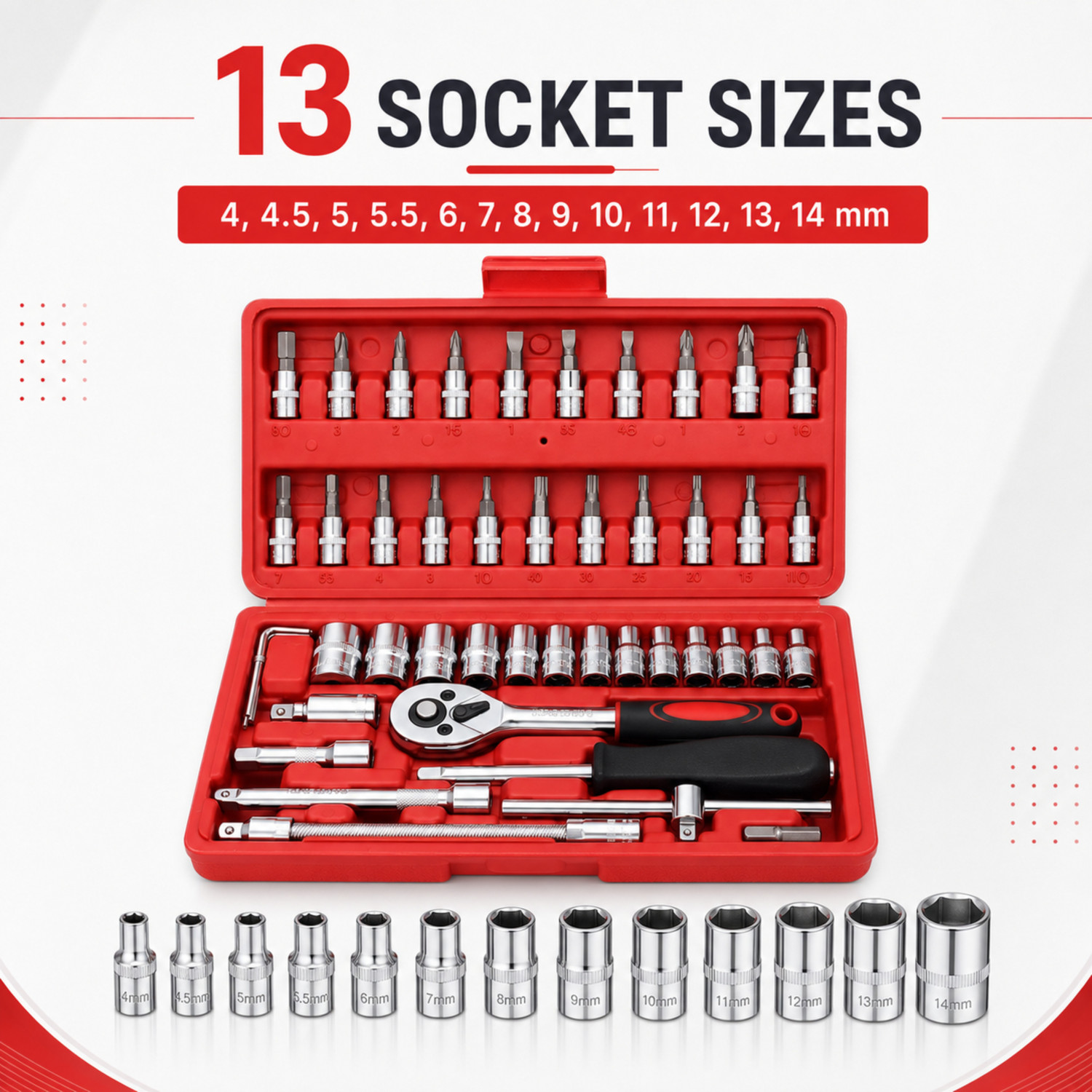Image of krishiv enterprise 46 in 1 Multi-Purpose Socket Wrench Repair Tool Set Socket Set