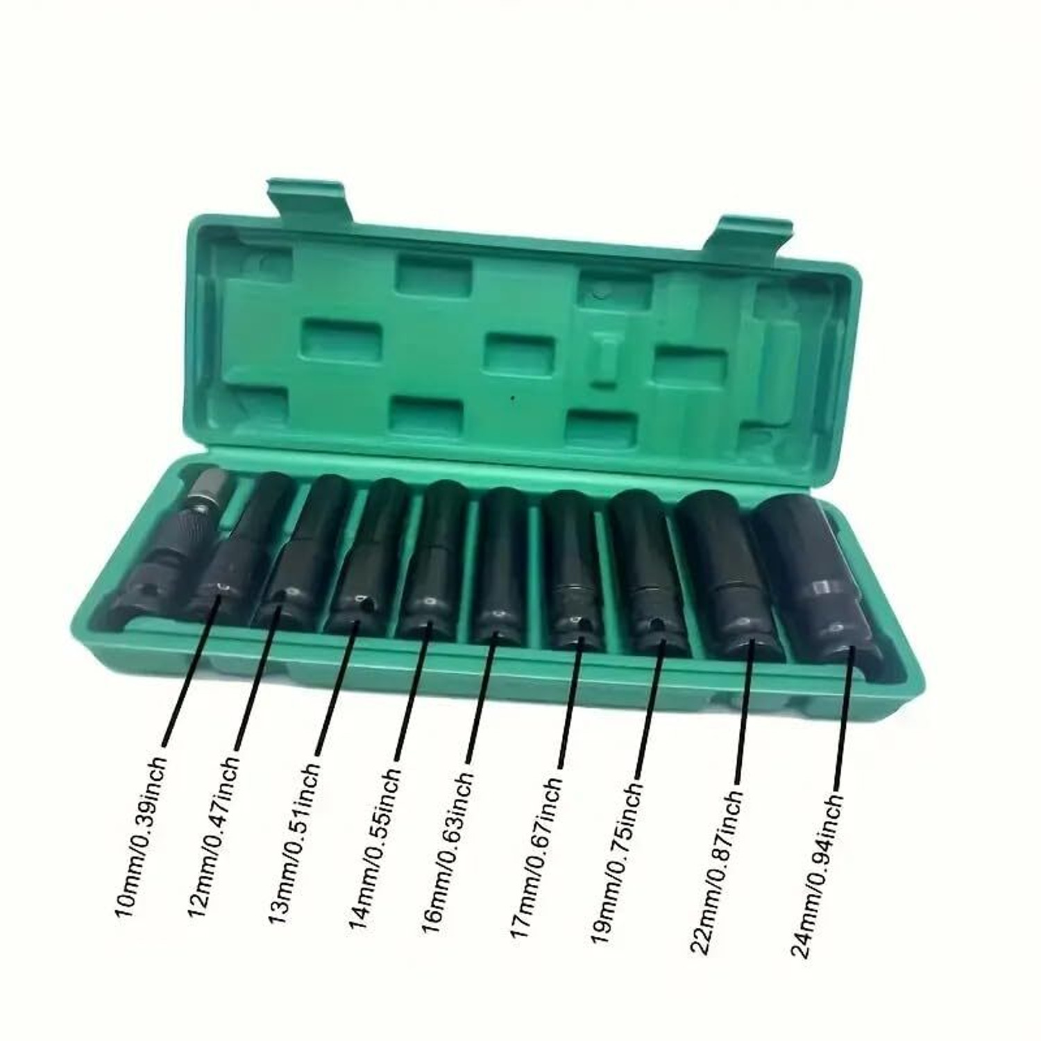 Image of Harboan 11 Pieces 1 /2-Inch Square Drive 78mm Deep Impact Socket Hex Set Socket Set Socket Set