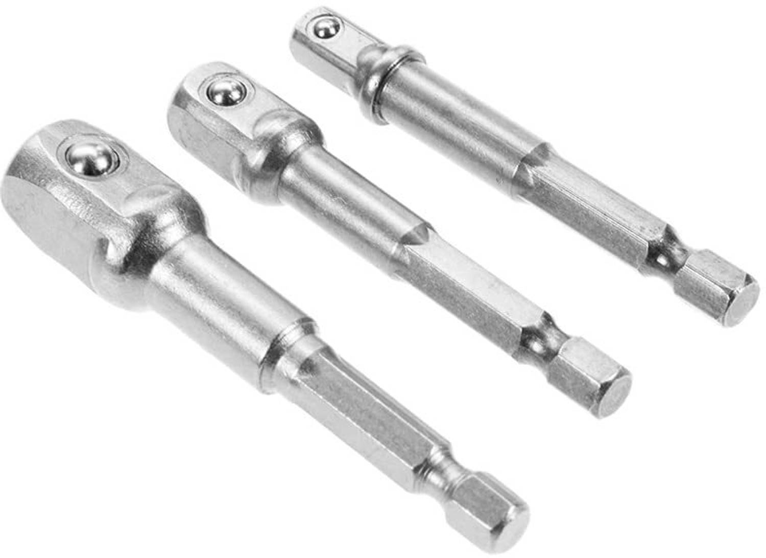AASONS AASONS CRV Steel Hex Shank Socket Adapter Set 1/4, 3/8, 1/2 Extension Tool Socket Set