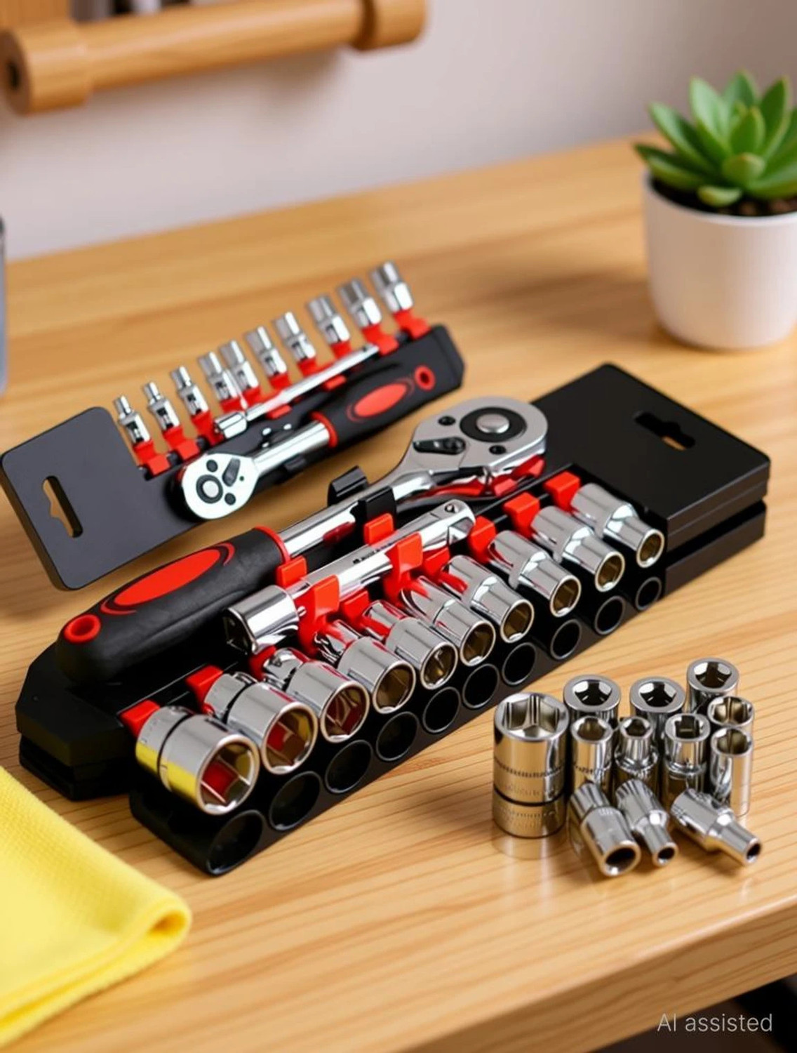 Image of HERRYENTERPRISE 1 /4 Inch Drive Socket Set, 12-Piece Metric Tool Kit with Ratchet Wrench Socket Set