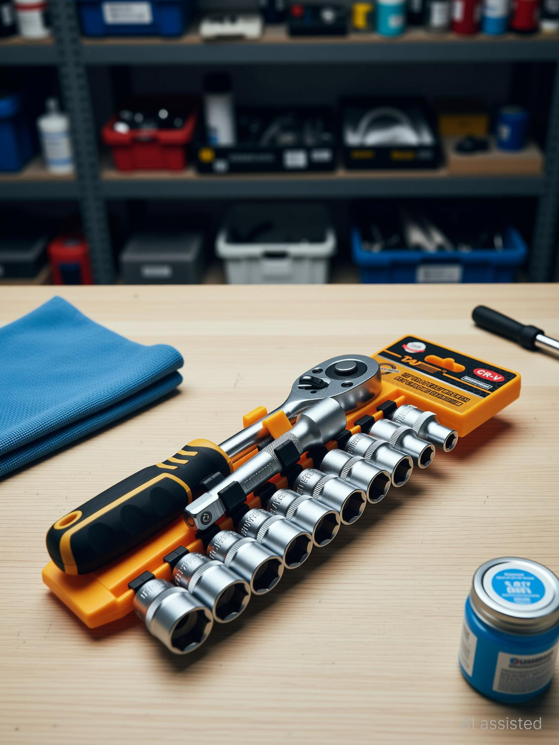 Image of DUMDAAR 12Pcs TAT CRV Quick Release Reversible Ratchet Socket Wrench Set Socket Set