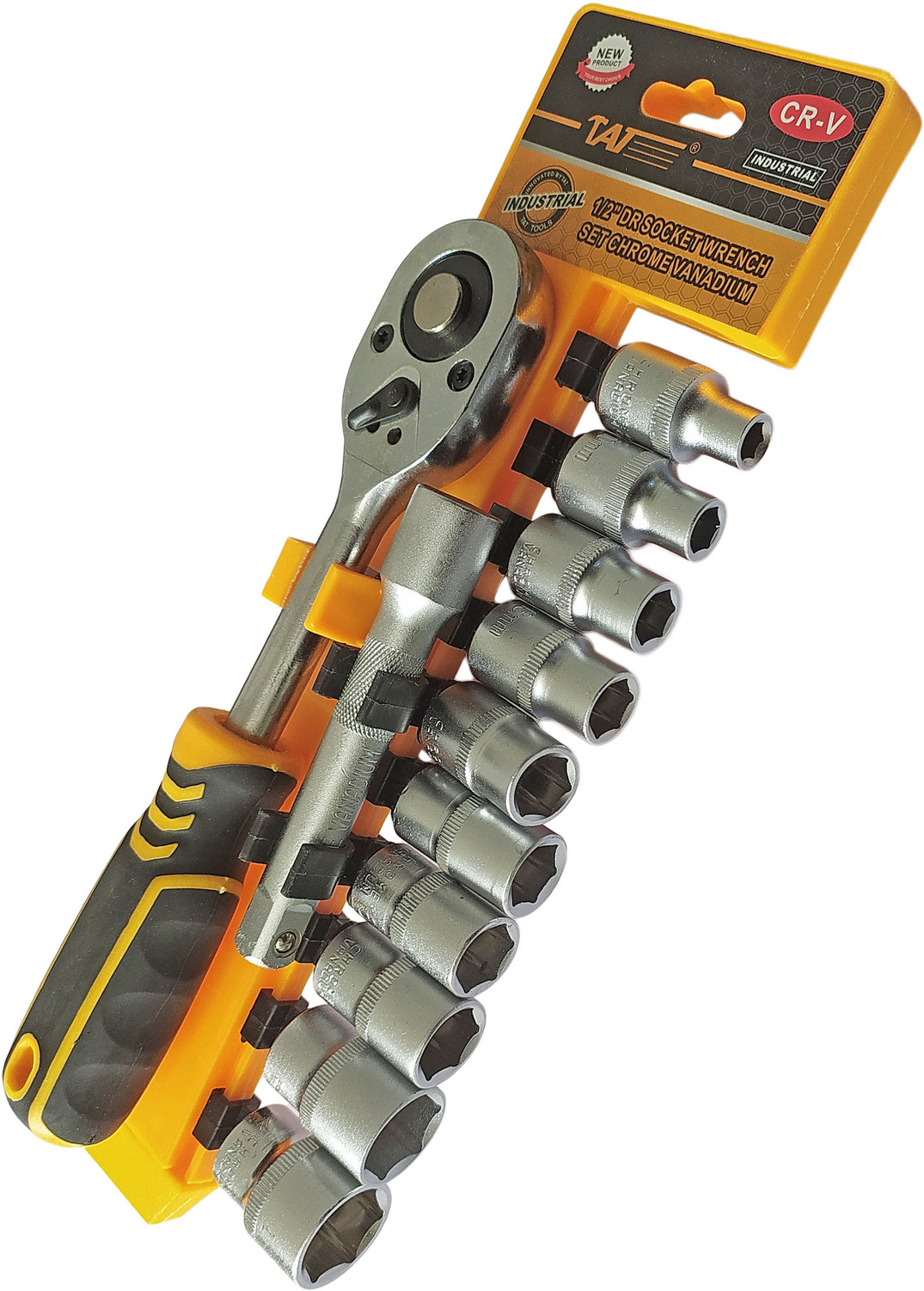 Image of DUMDAAR 12Pcs TAT CRV Quick Release Reversible Ratchet Socket Wrench Set Socket Set
