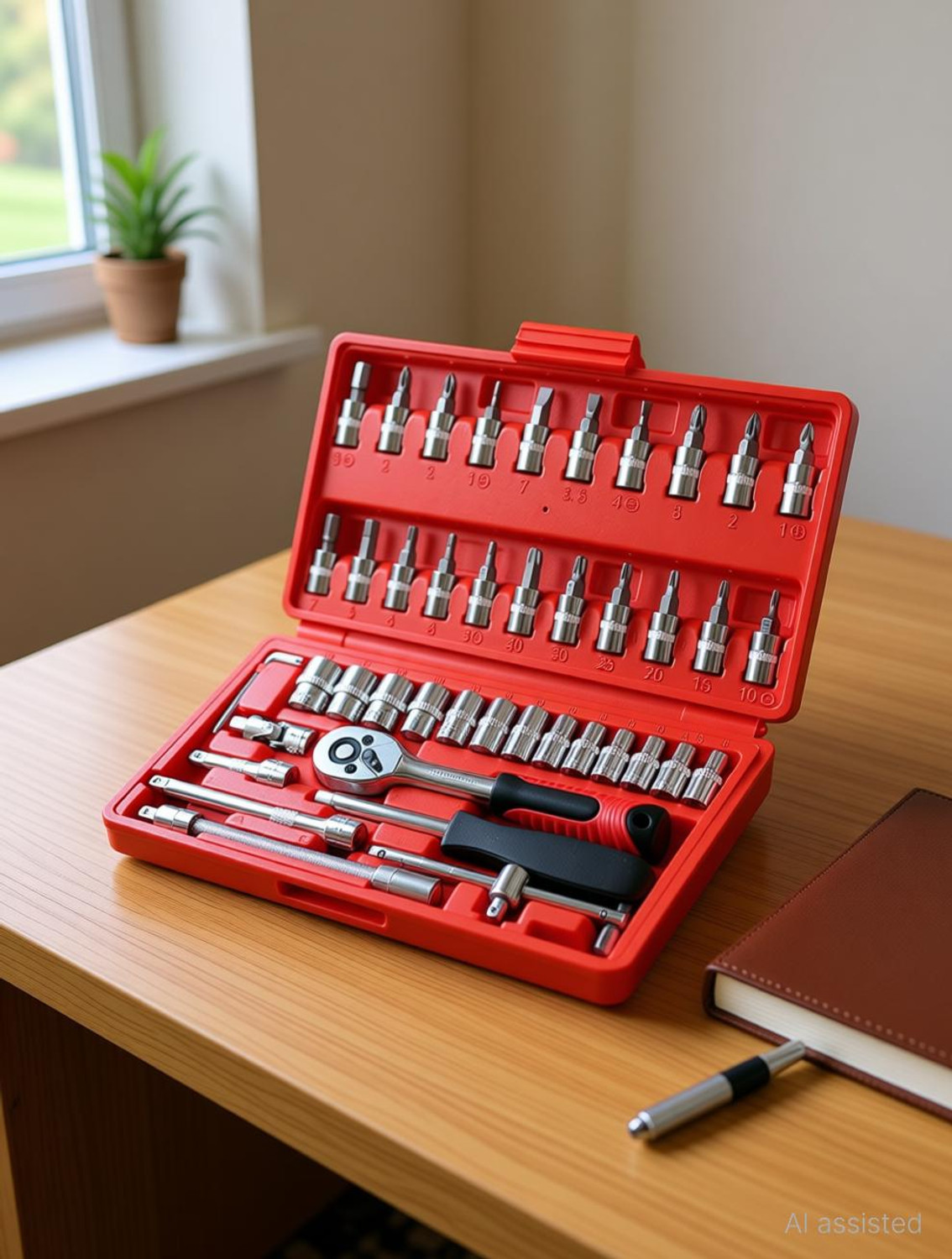 Image of toolskart 46 In 1 Pc Hand Tool Kit Socket Set Multi Purpose Combination Tool Double Sided Socket Set