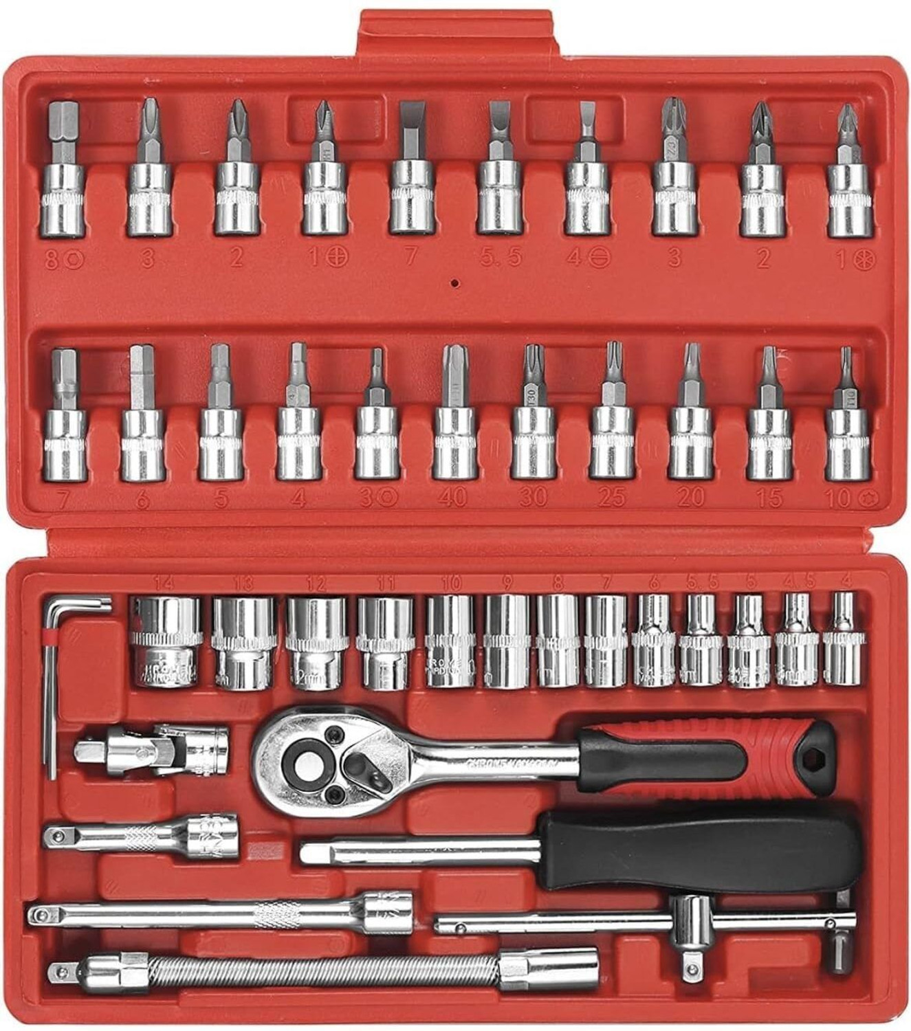 Image of toolskart 46 In 1 Pc Hand Tool Kit Socket Set Multi Purpose Combination Tool Double Sided Socket Set