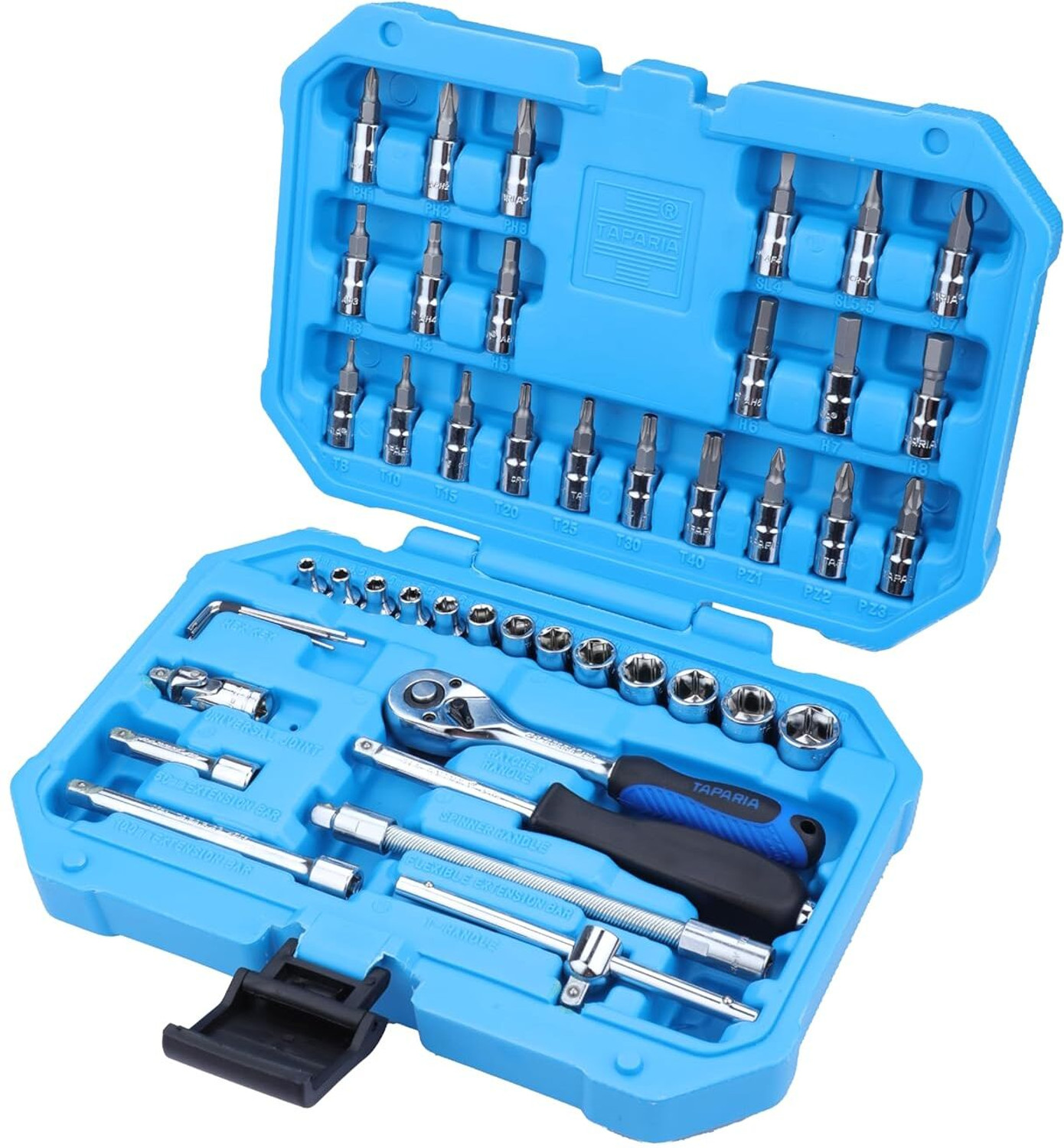 Image of TAPARIA SA46 - 46 Piece Professional 1 /4 inch Drive Socket & Bit Tool Kit Socket Set
