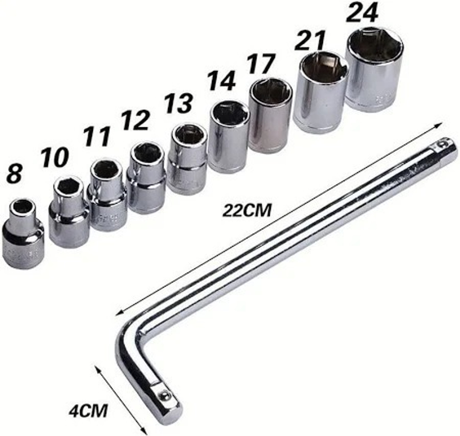 Image of Zeno volt 10Pcs Hex Socket Wrench Spanner Tool Goti Set for Automobiles /Bike /Car Repair Socket Set