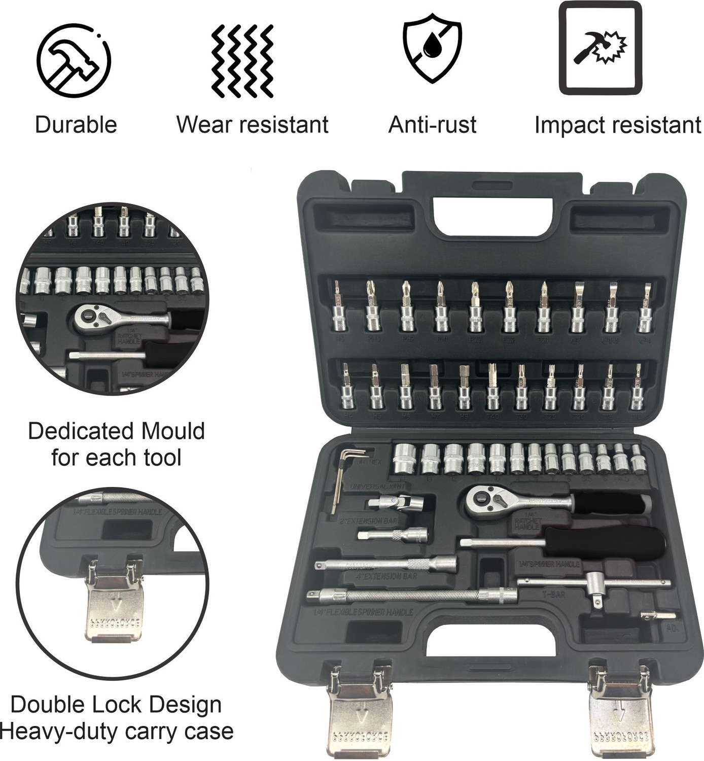 Image of JK Super Drive 46 pcs Square Drive Socket Set