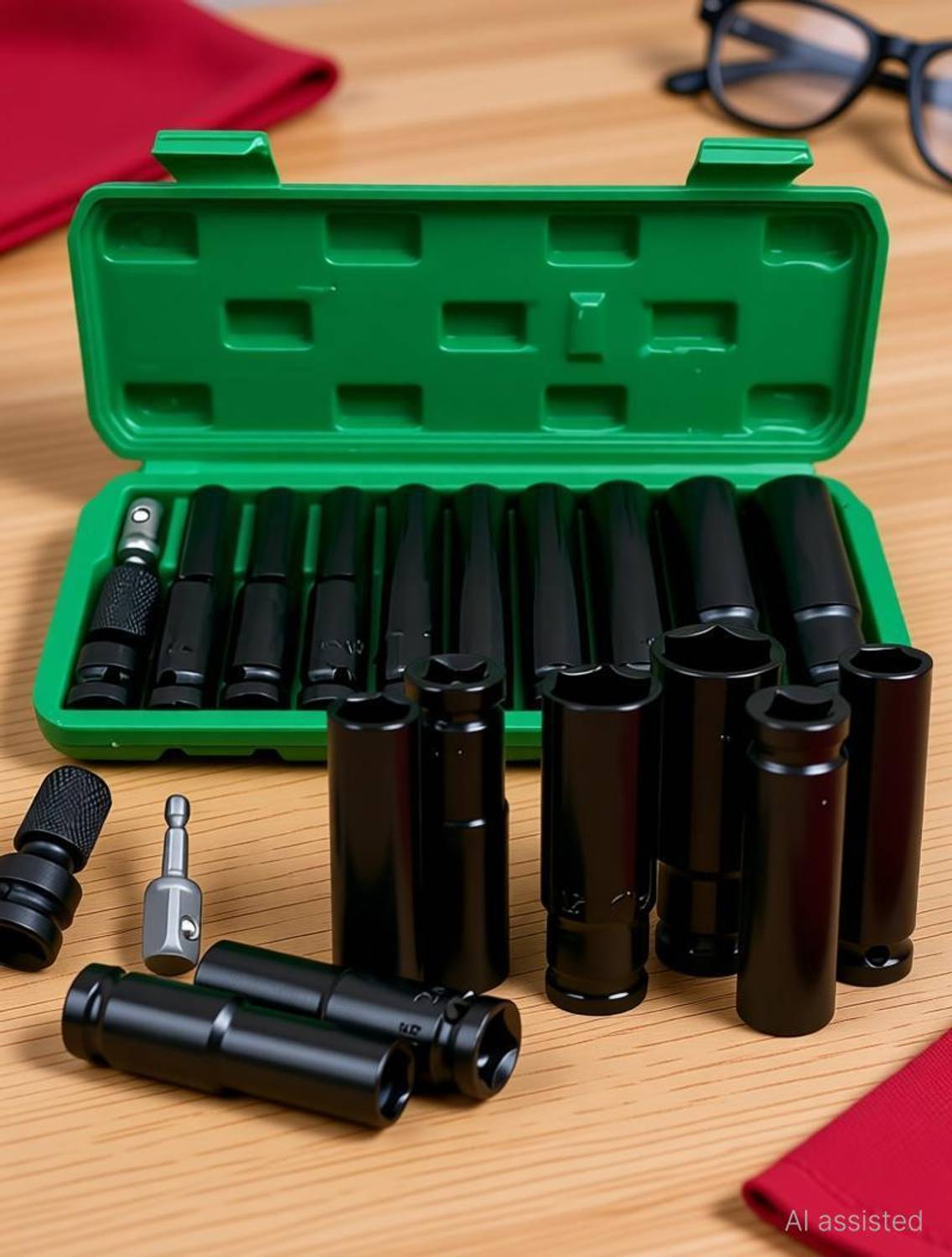 AEDEE ENTERPRISE 11 Pieces 1/2-Inch Square Drive 78mm Deep Impact Socket Hex Set Socket Set
