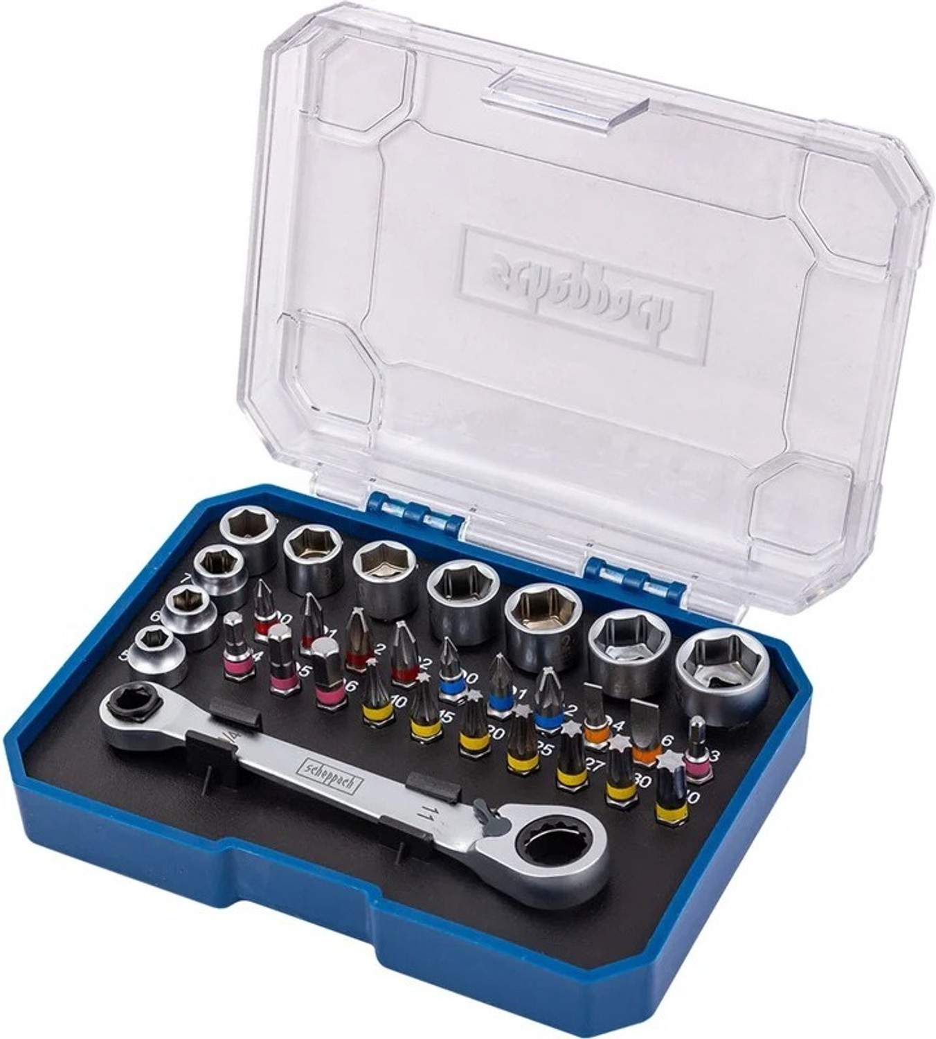 Image of scheppach Socket & Bit Tool Set 1 /4 inch Drive with Ratchet Wrench | Screwdriver Bit Kit Socket Set