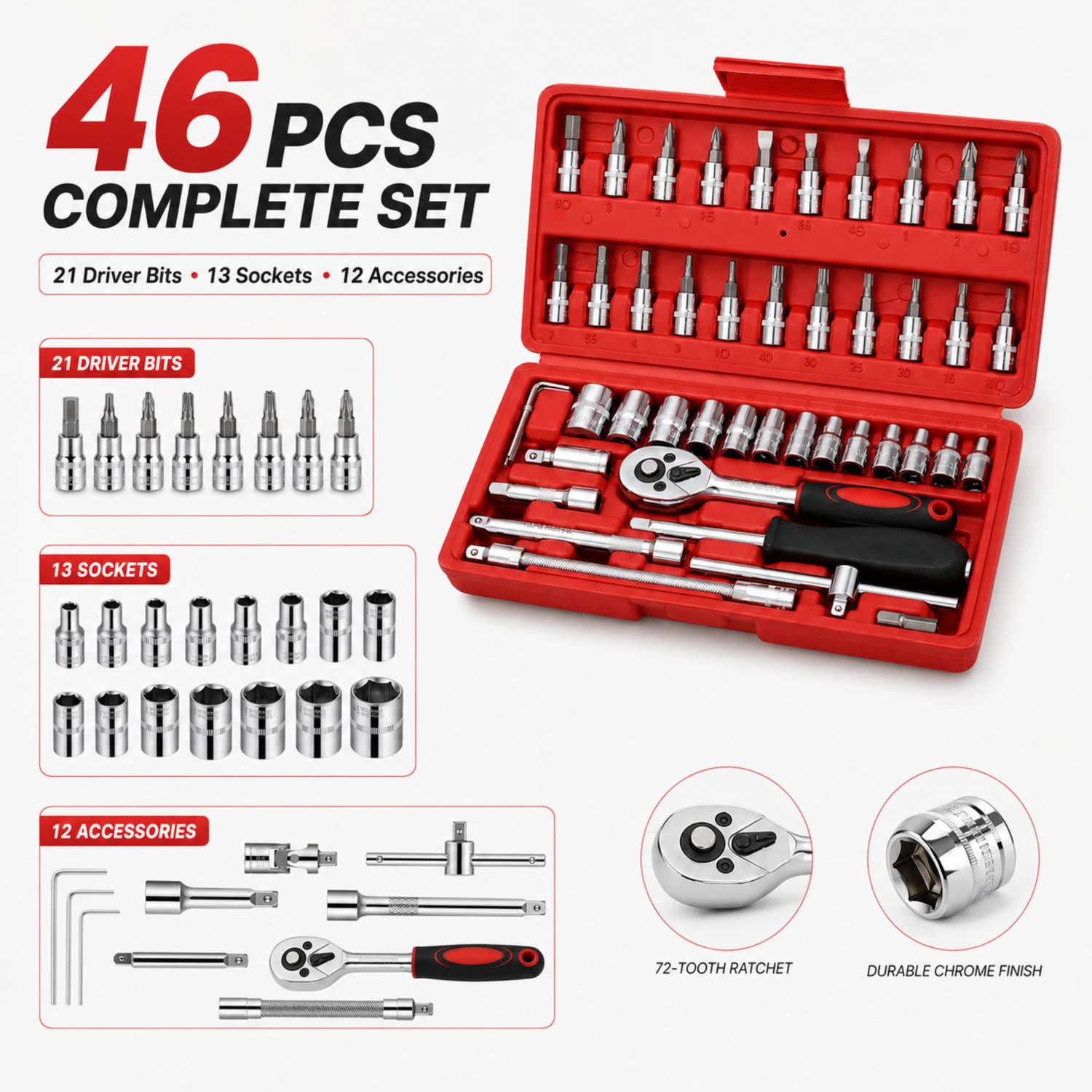 Kiya 46 in 1 Multi-Purpose Socket Wrench Set - Image 2
