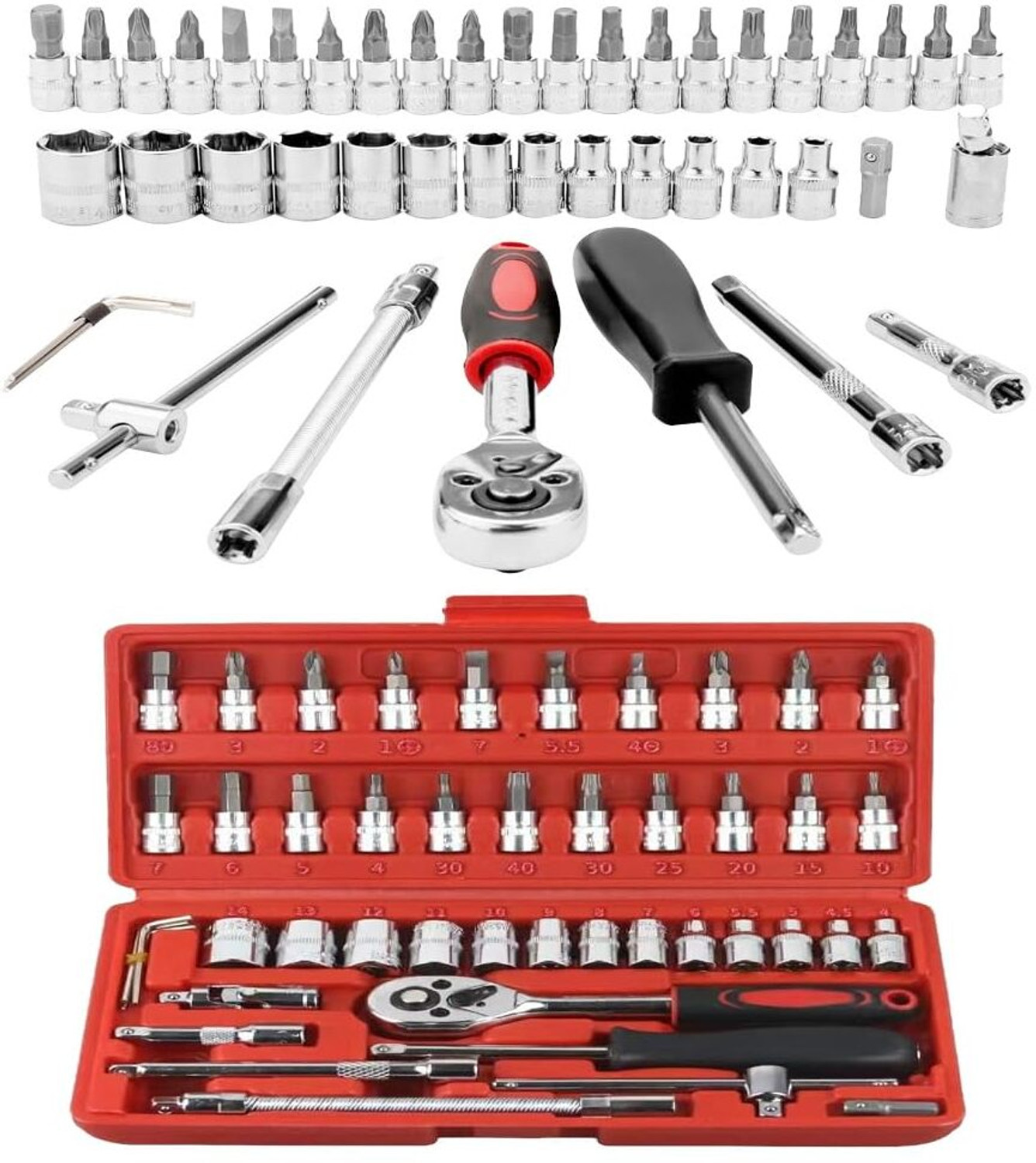Image of VRTREND 46pcs Professional Socket Tool Kit Set Easy Packing Socket Set