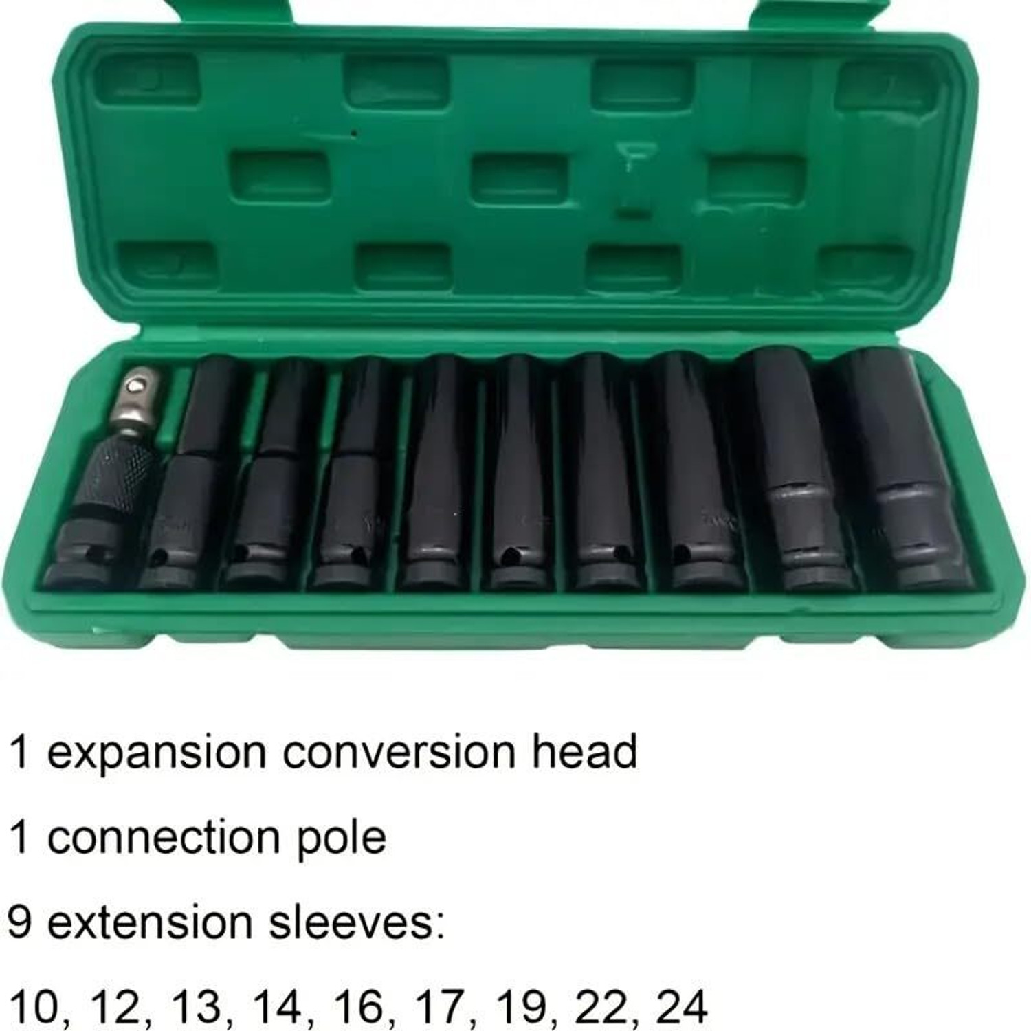 Image of OKASTA 11 Pieces 1 /2-Inch Square Drive 78mm Deep Impact Socket Hex Set Socket Set