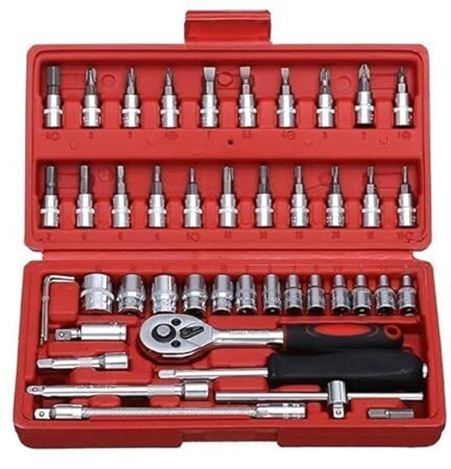 Image of Flipkart SmartBuy Socket Tool Set 46 in 1 Bit Socket Wrench Tool Kit Set Goti Tools Set Ratchet Socket Set
