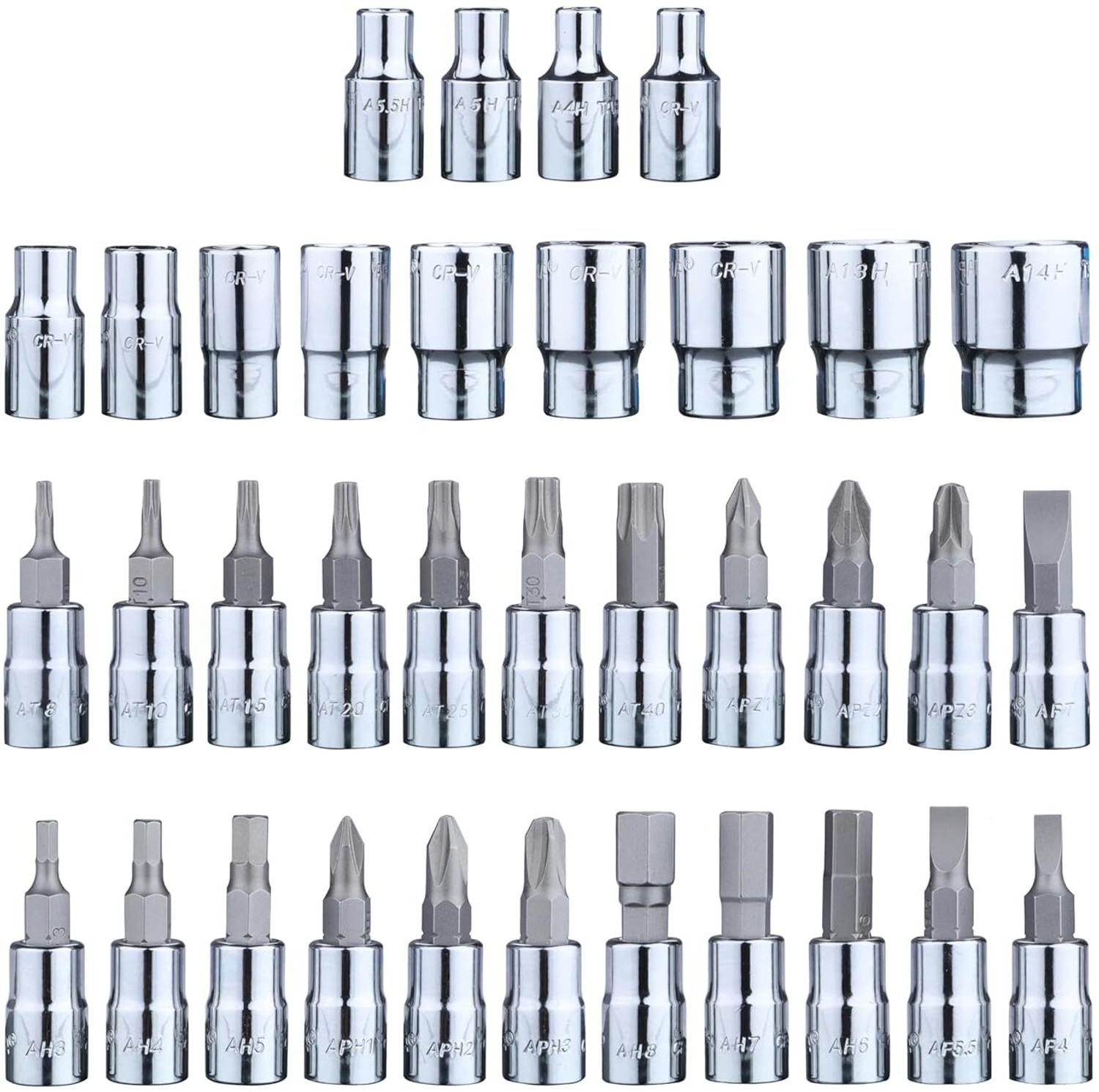 Image of TAPARIA Socket Set, 1 /4 Inch Drive, 46 Pieces | Chrome Vanadium Steel Sockets & Bits. Socket Set
