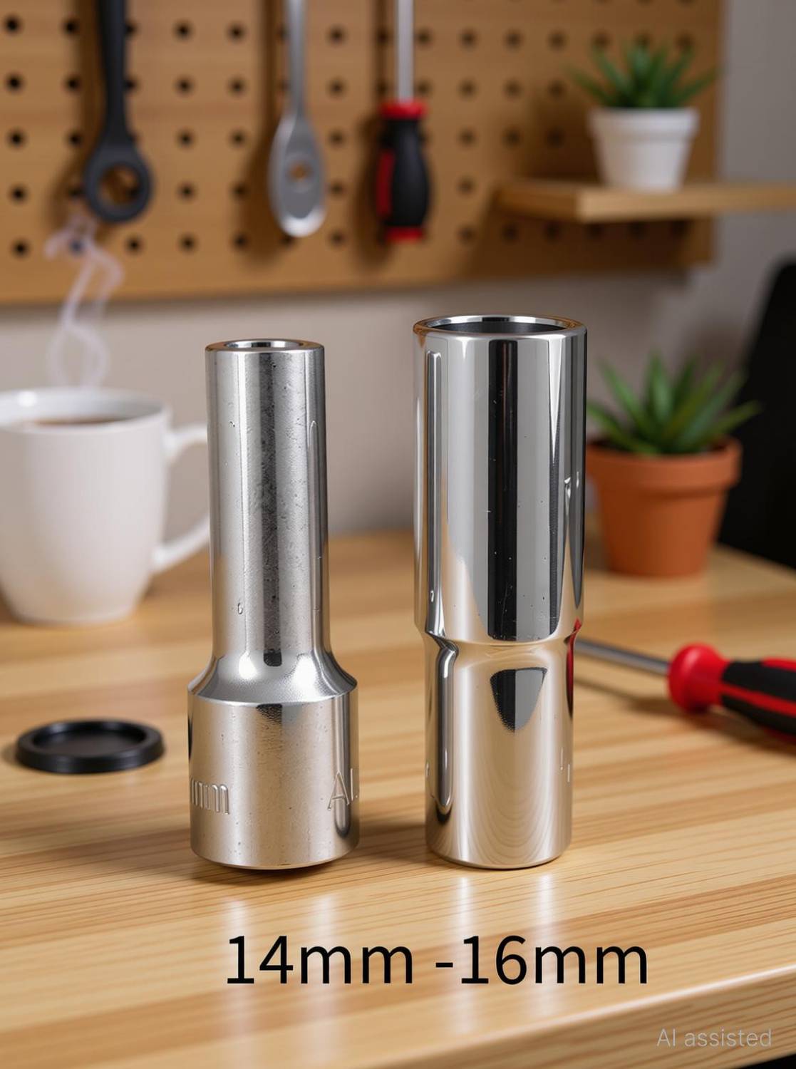 4MECH 14mm + 16mm Hex Long Chrome Vanadium Steel Anti Rust Socket Set