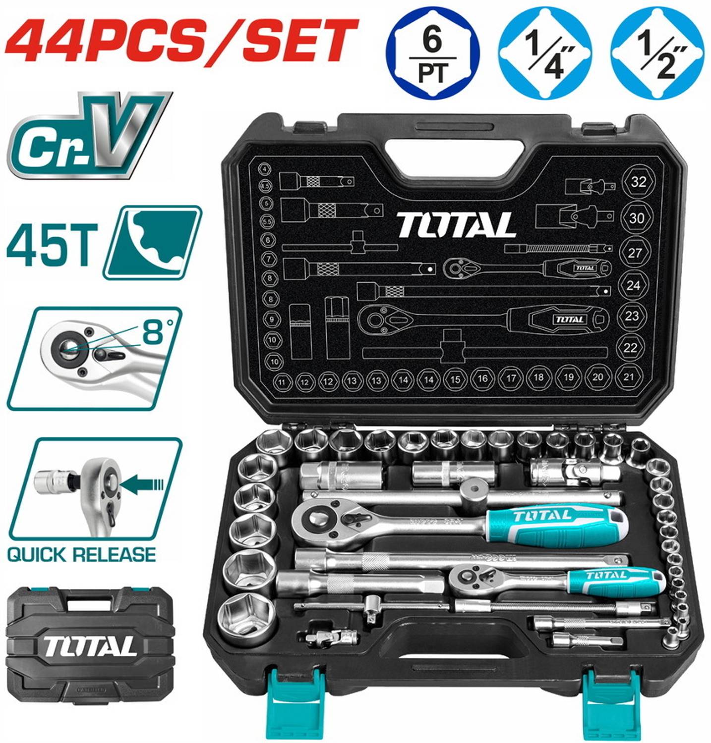 TOTAL 44Pcs 1/4