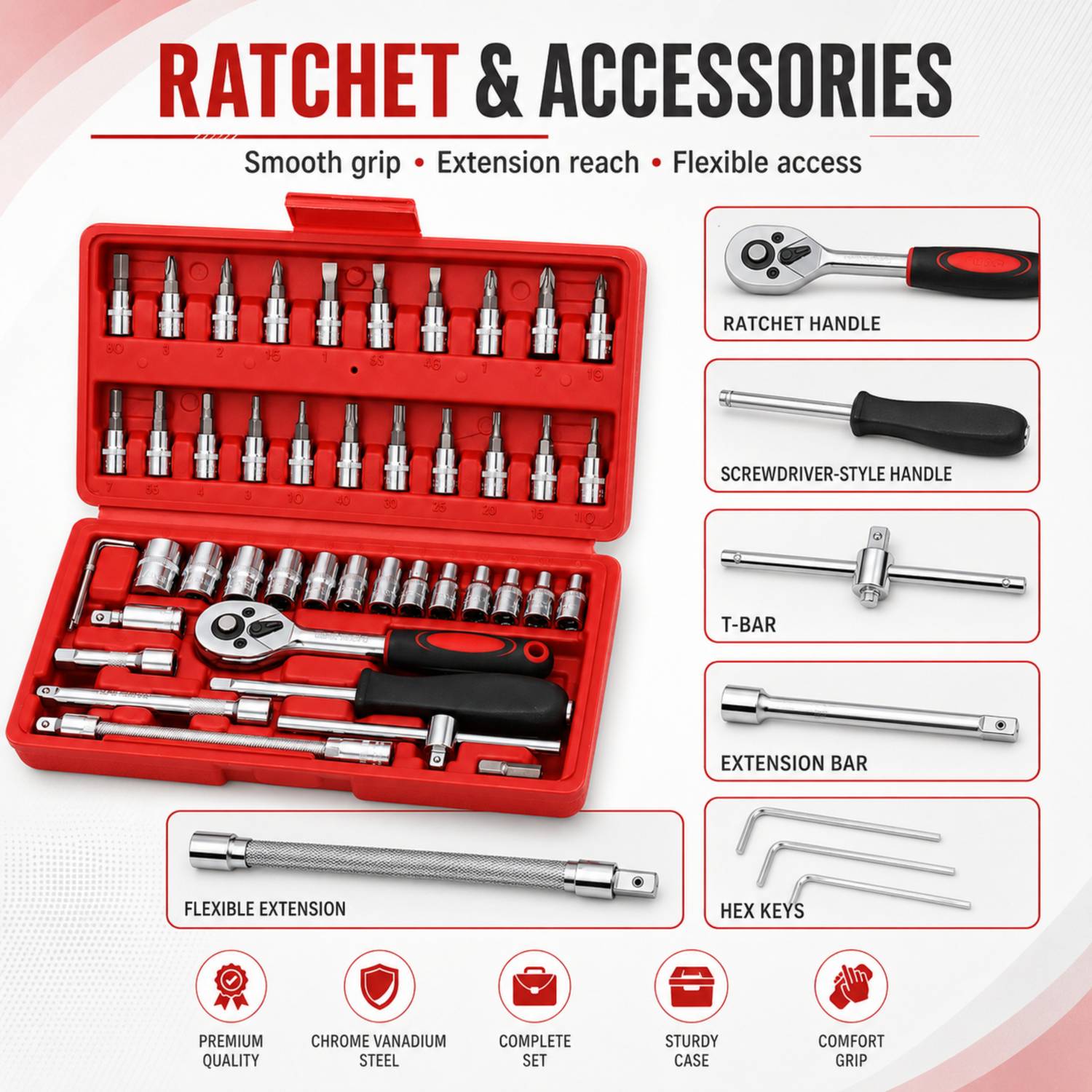 Kiya 46 in 1 Multi-Purpose Socket Wrench Set - Image 4