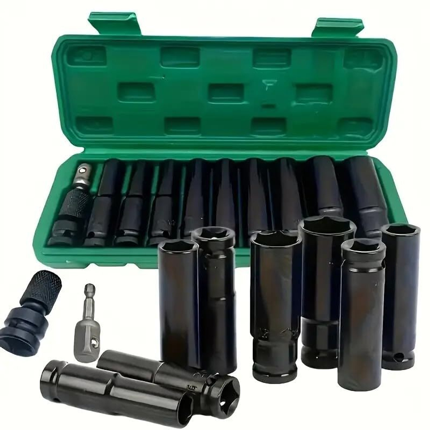 Image of Harboan 11 Pieces 1 /2-Inch Square Drive 78mm Deep Impact Socket Hex Set Socket Set Socket Set