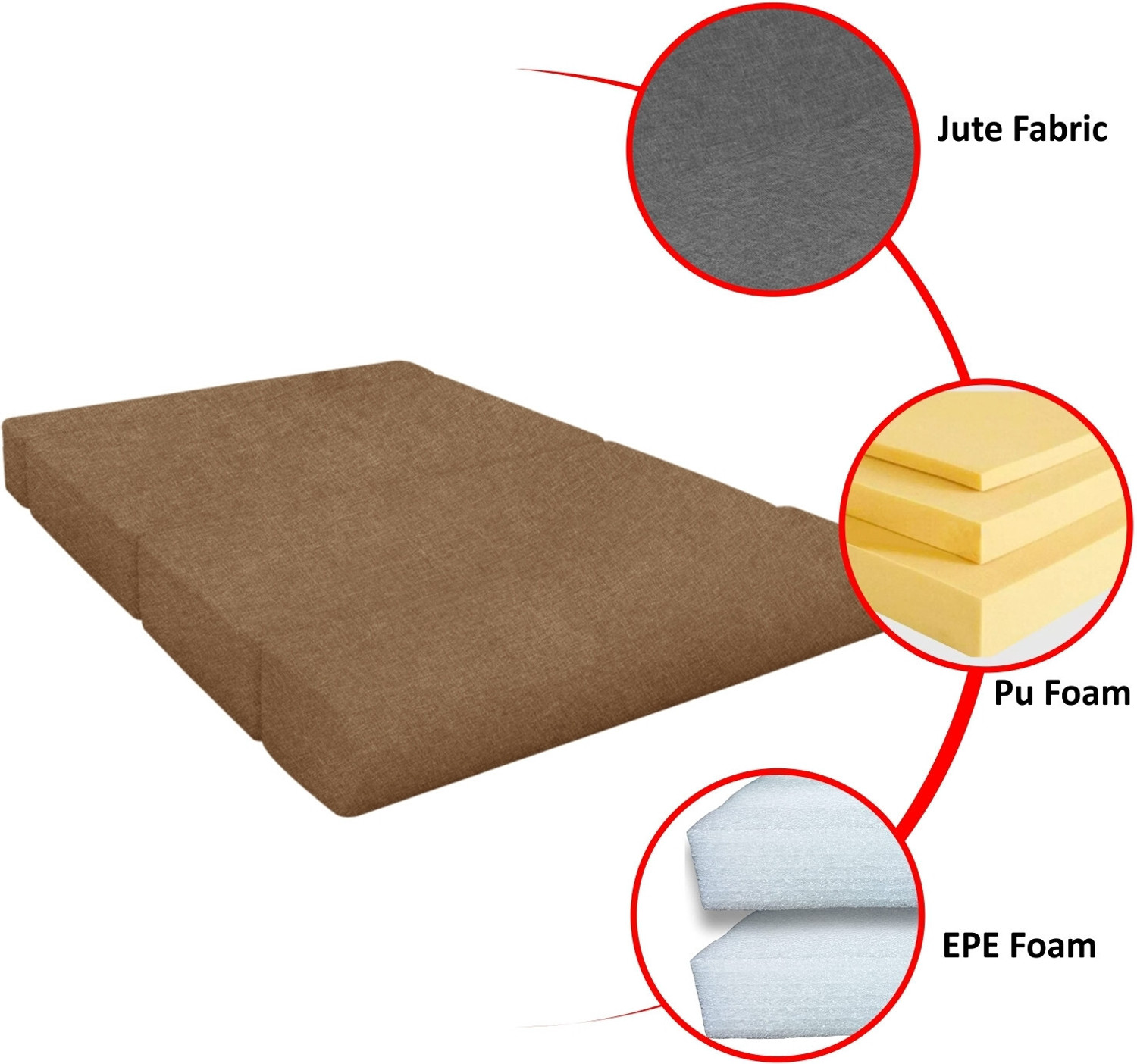 Image of Dr Smith 6X6 - Feet 4 Seater Single Foam Fold Out Sofa Cum Bed (Finish Color - Golden Delivery Condition - Pre-assembled)