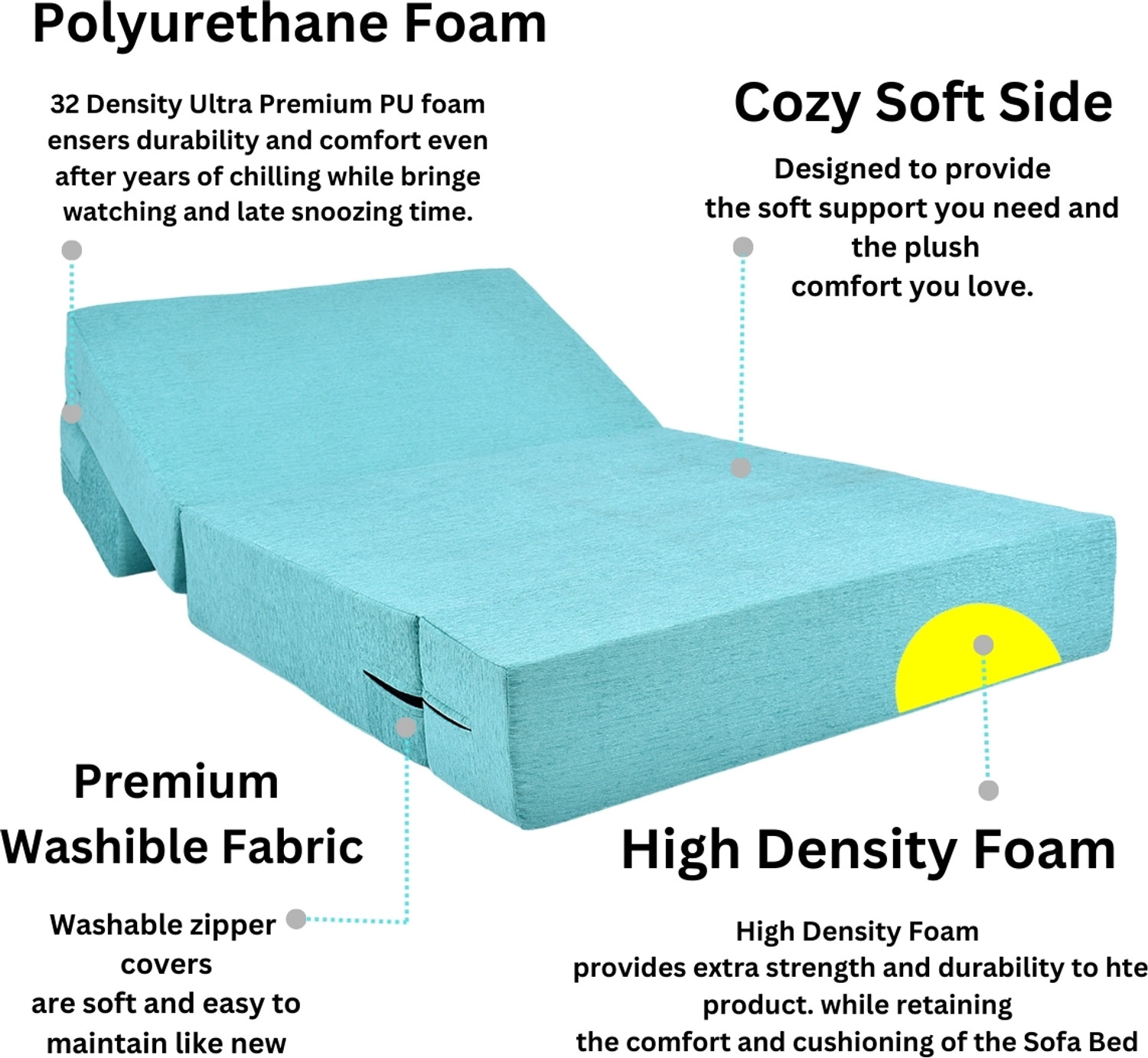 Image of Friends Fit Life 3X6 Comfort for All Sofa Cum Bed for 1 Person with 1 Multi Flower Cushions 1 Seater Single Foam Fold Out Sofa Cum Bed