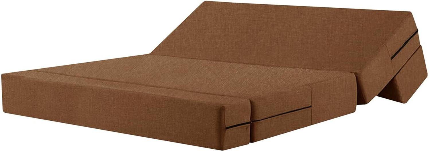 Image of WAKESURE GO Premium Quality Jute Fabric Lightweight Easy 3 Seater Double Foam Fold Out Sofa Cum Bed