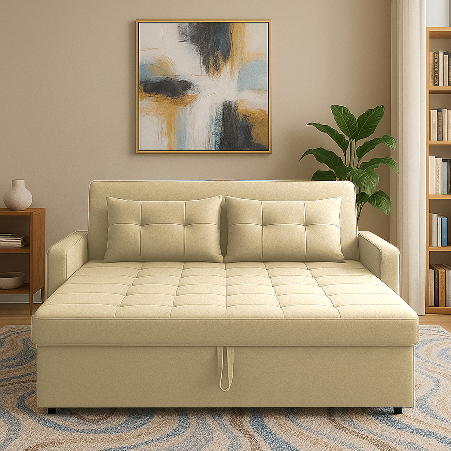 Image of Casaliving Treshta 2 Seater Double Foam Pull Out Sofa Cum Bed