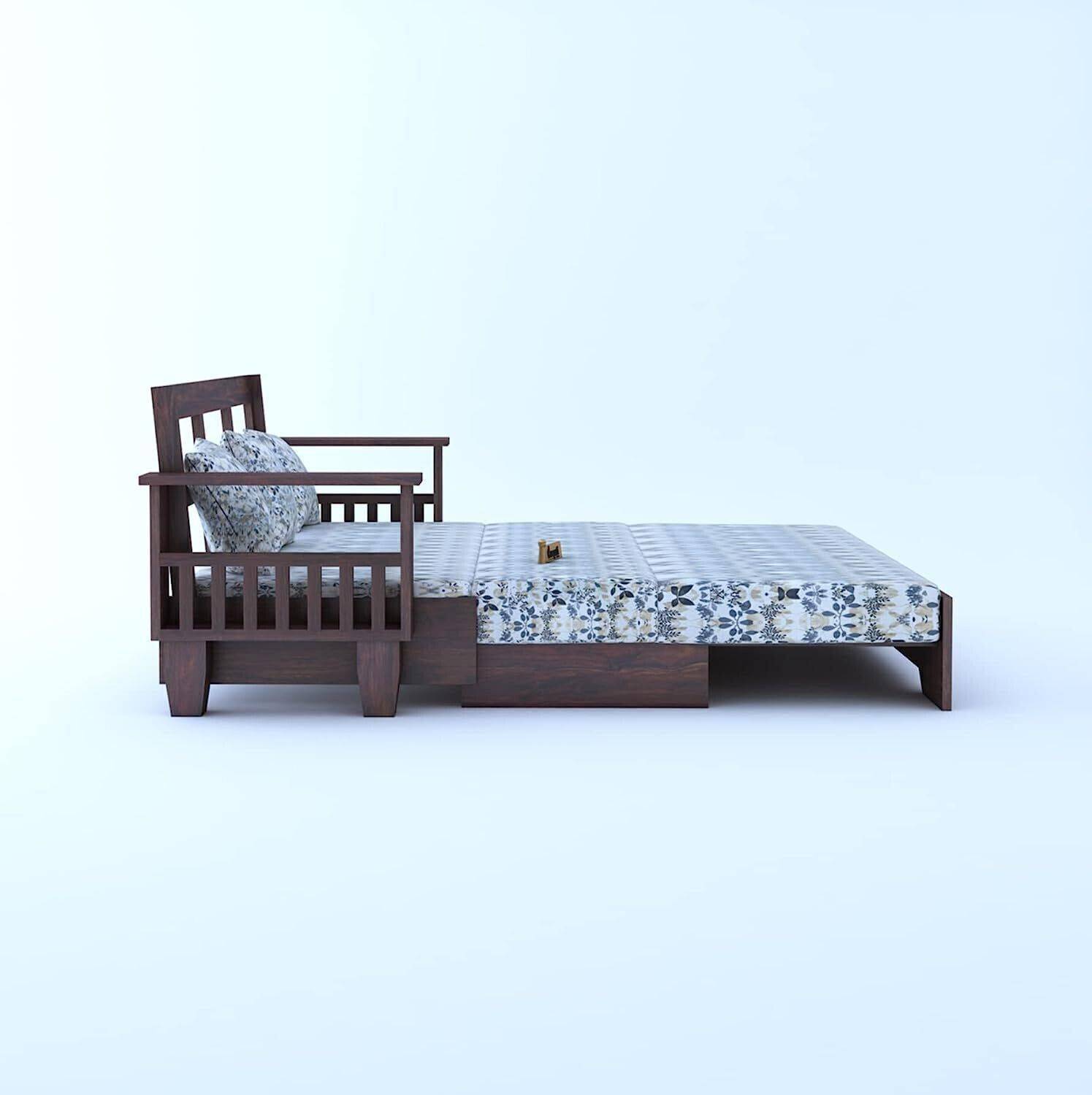 Ganpati Maharaja Sheesham Wood 3 Seater Sofa Bed - Image 4