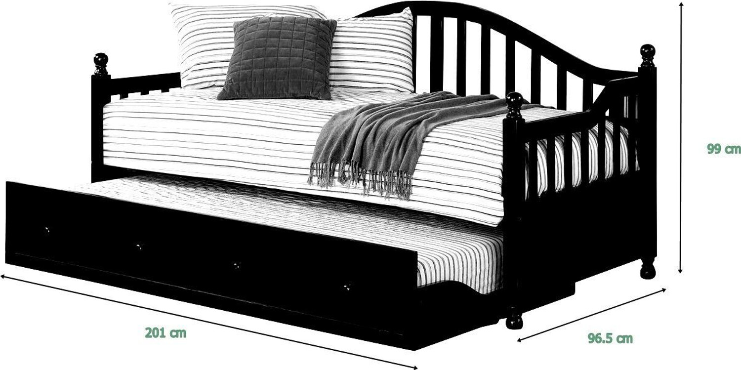Image of APRODZ Drummo Sheesham Wood Daybed with Trundle Bed (Rosewood Mahogany) 3 Seater Single Solid Wood Pull Out Sofa Cum Bed