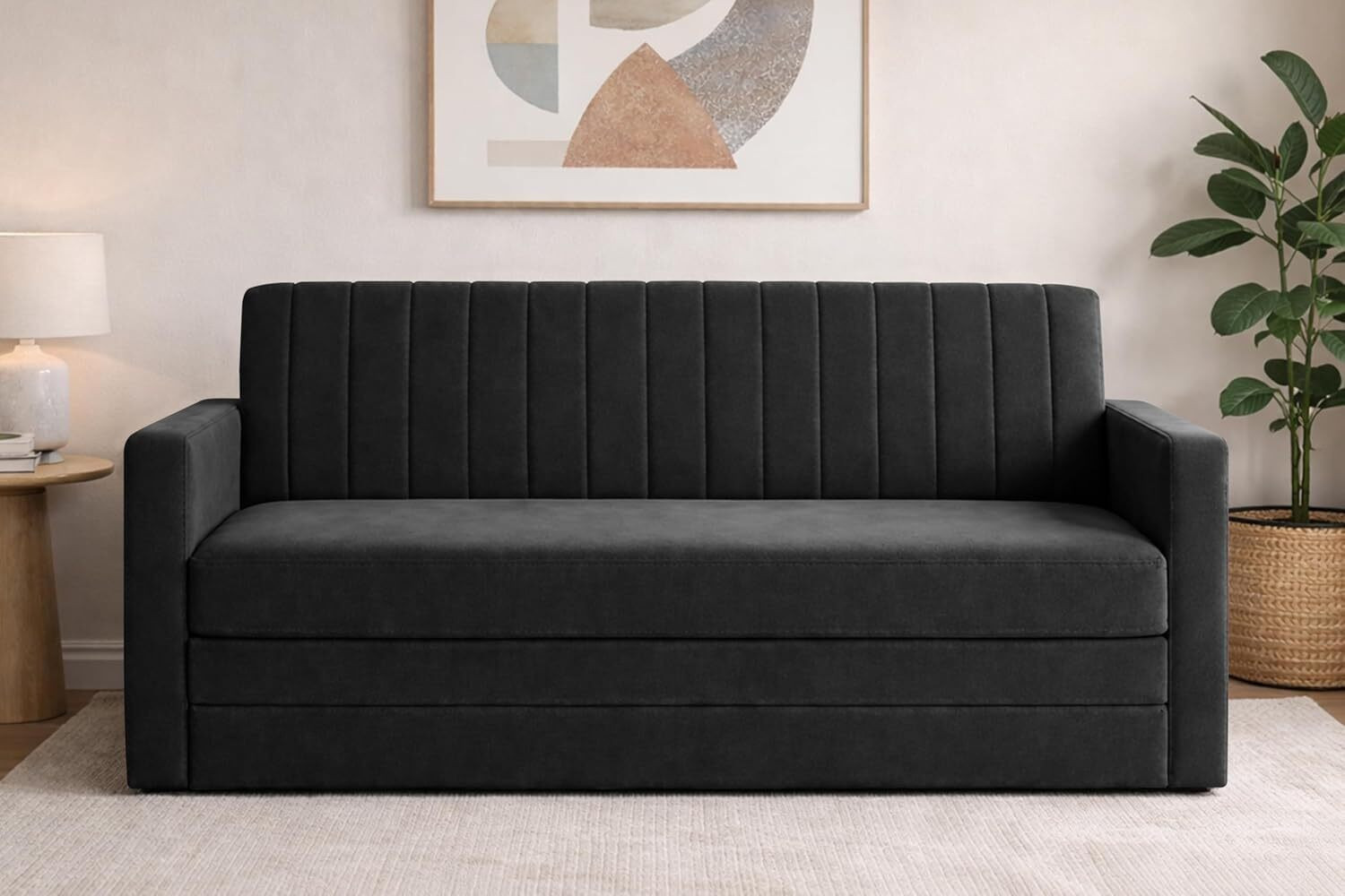 Image of Dr Smith Armrest | Modern Fabric Sofa 3 Seater Single Foam Fold Out Sofa Cum Bed