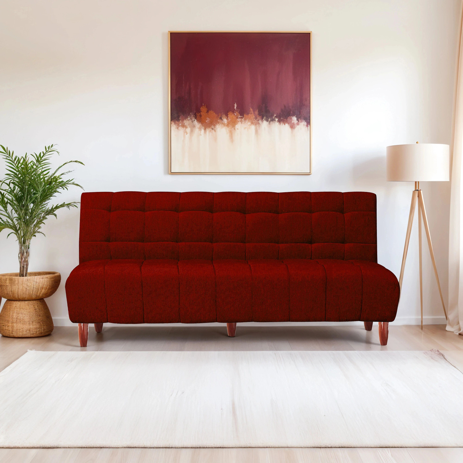 Image of Seventh Heaven Florida 3 Seater Sofa cum Bed, Chenille Molfino Fabric 72x44x16 3 Seater Double Solid Wood Pull Out Sofa Cum Bed