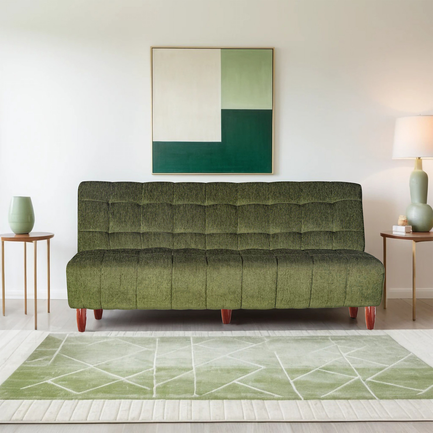 Image of Seventh Heaven Florida 4 Seater Wooden Sofa cum Bed, Chenille Molfino Fabric 78x44x16 4 Seater Single Solid Wood Pull Out Sofa Cum Bed