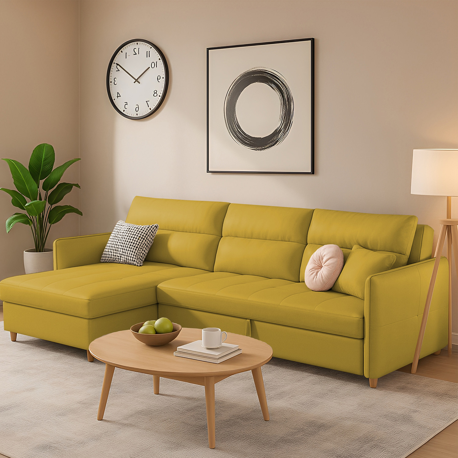 Image of Casaliving Floster LHS 4 Seater Double Foam Pull Out Sofa Cum Bed