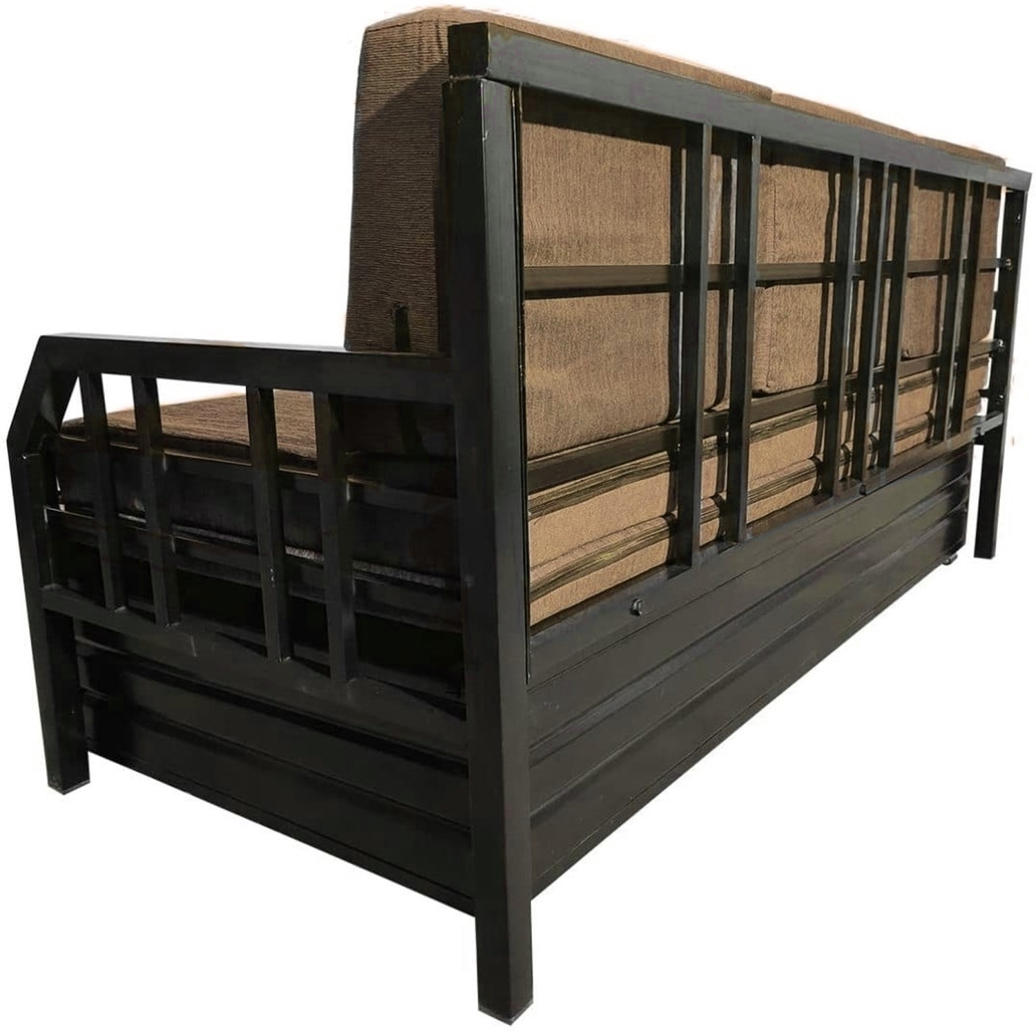 Image of The Amma Enterprises 6x6 Beige Mattress 3 Seater Double Metal Pull Out Sofa Cum Bed