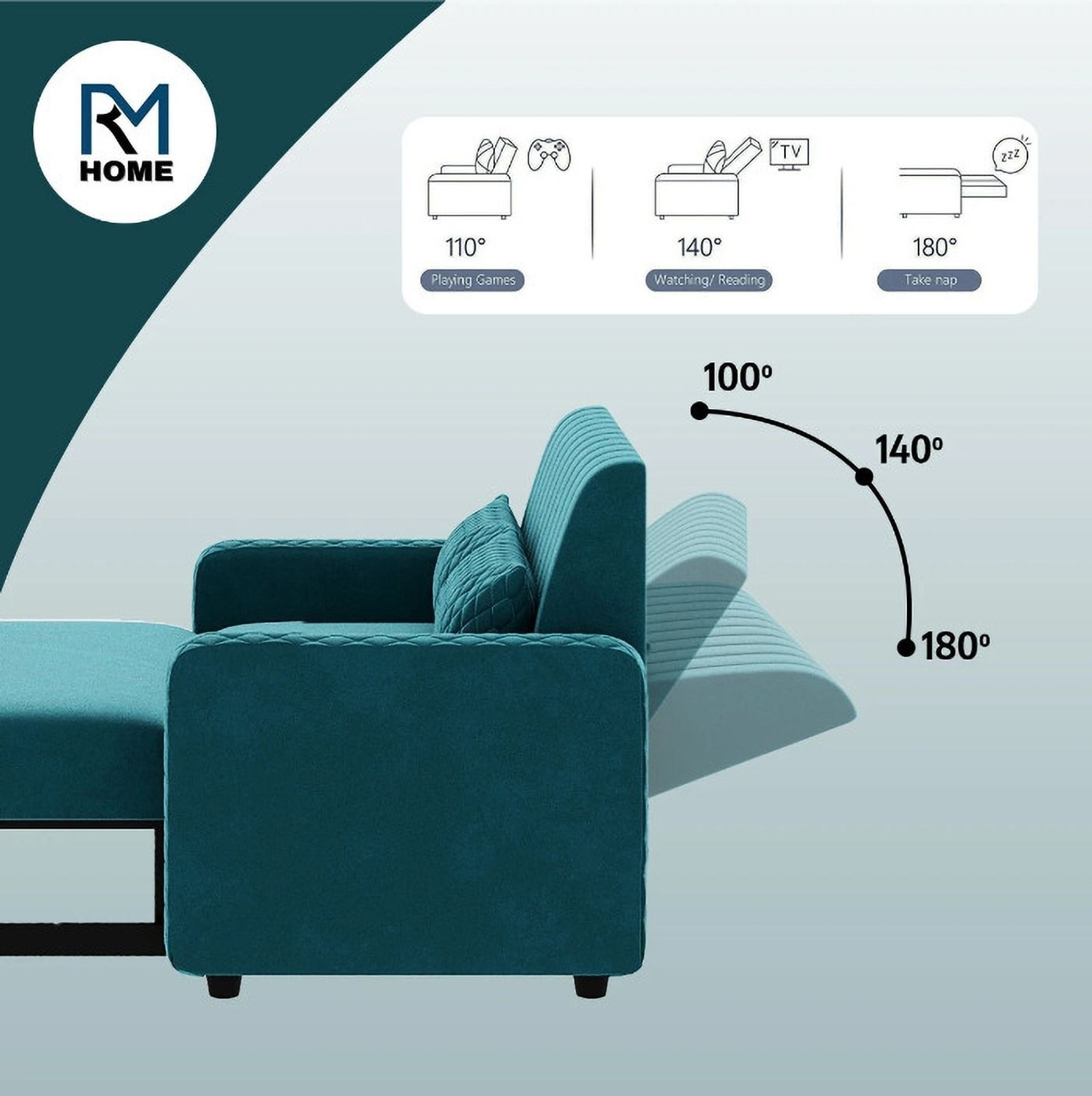 Image of Rm Home Oliver 2 Seater Double Solid Wood Pull Out Sofa Cum Bed