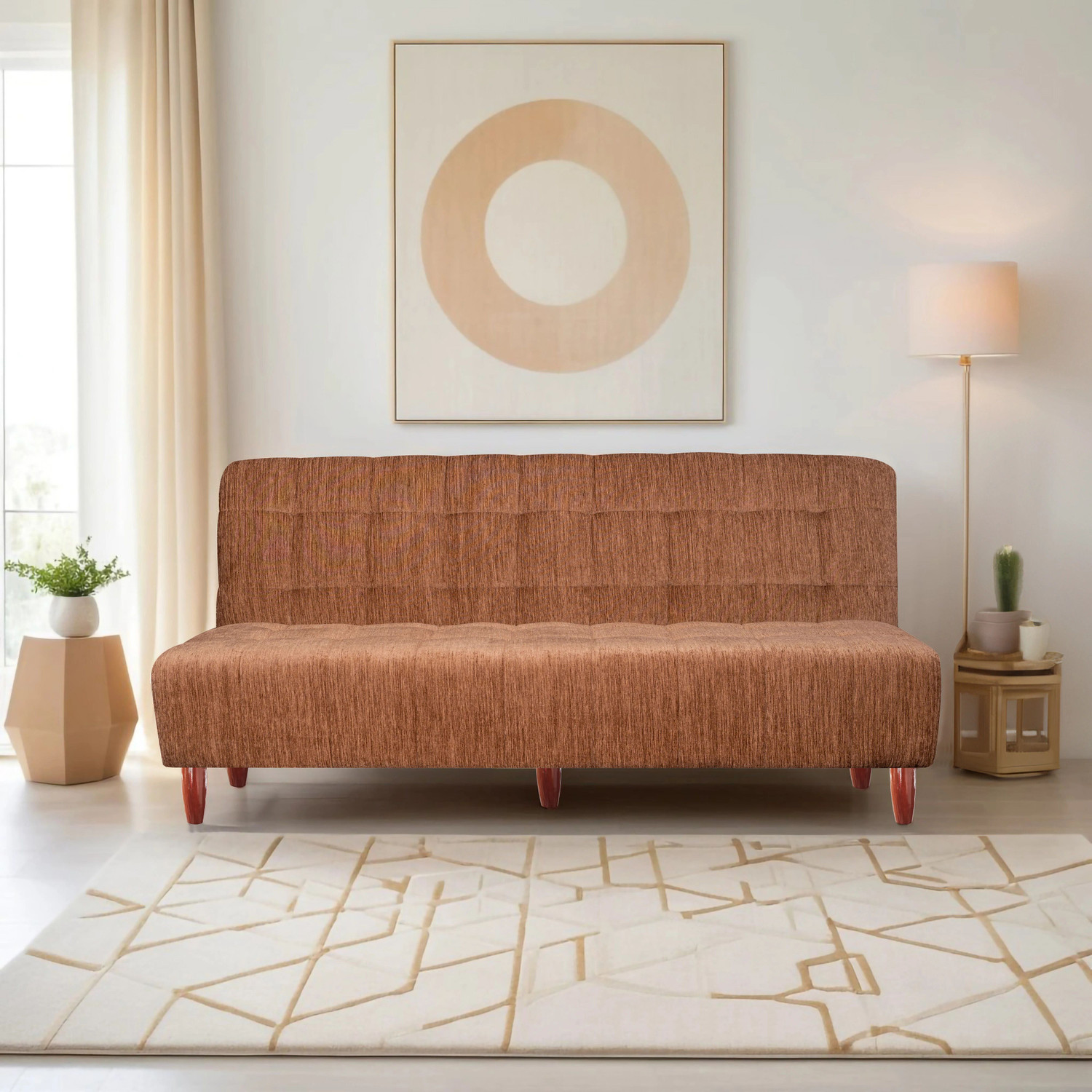 Image of Seventh Heaven 4 Seater Single Solid Wood Pull Out Sofa Cum Bed